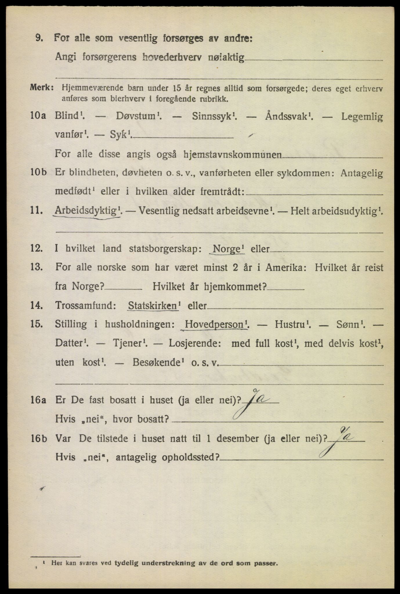 SAK, 1920 census for Randesund, 1920, p. 1453