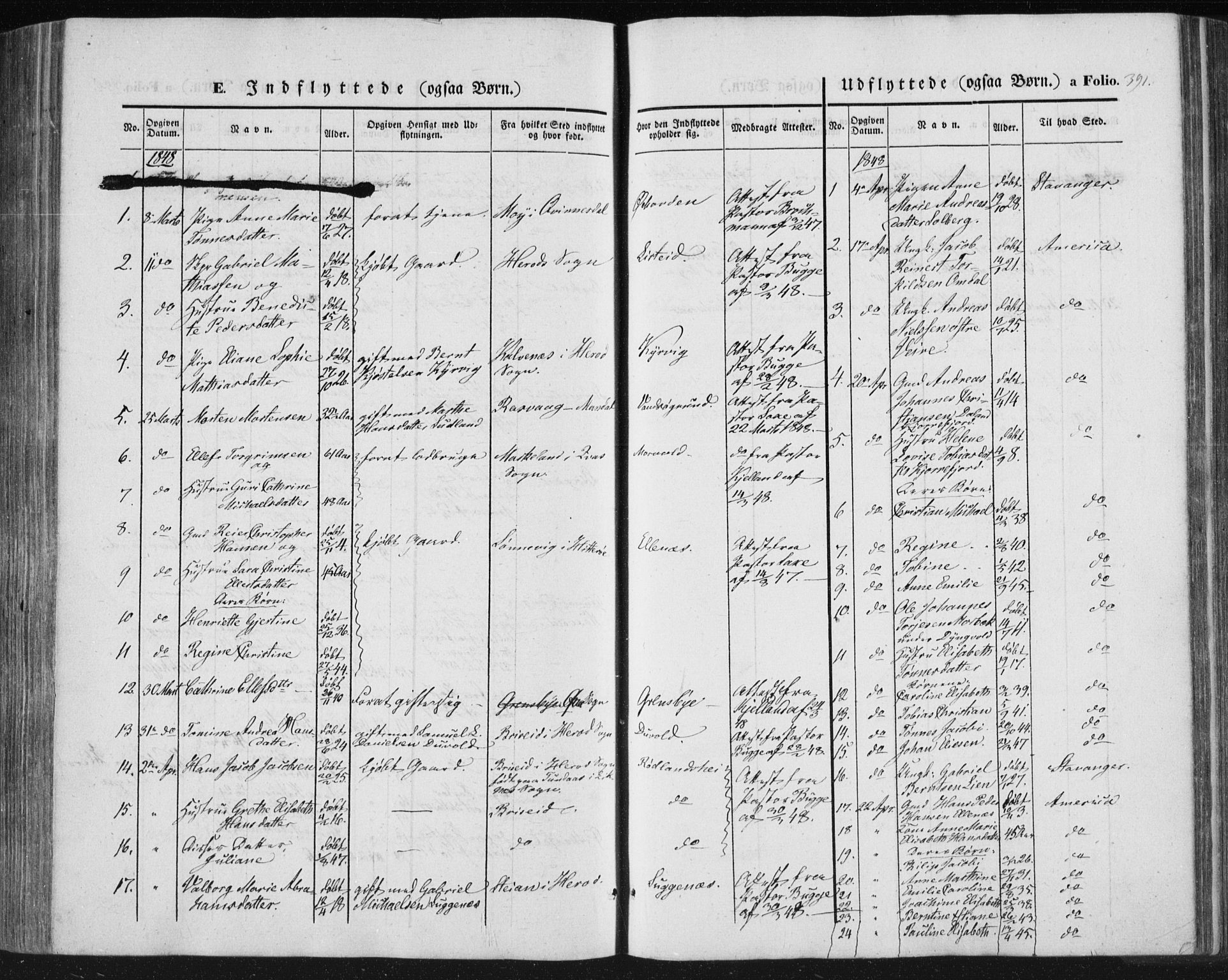 Lista sokneprestkontor, SAK/1111-0027/F/Fa/L0010: Parish register (official) no. A 10, 1846-1861, p. 391