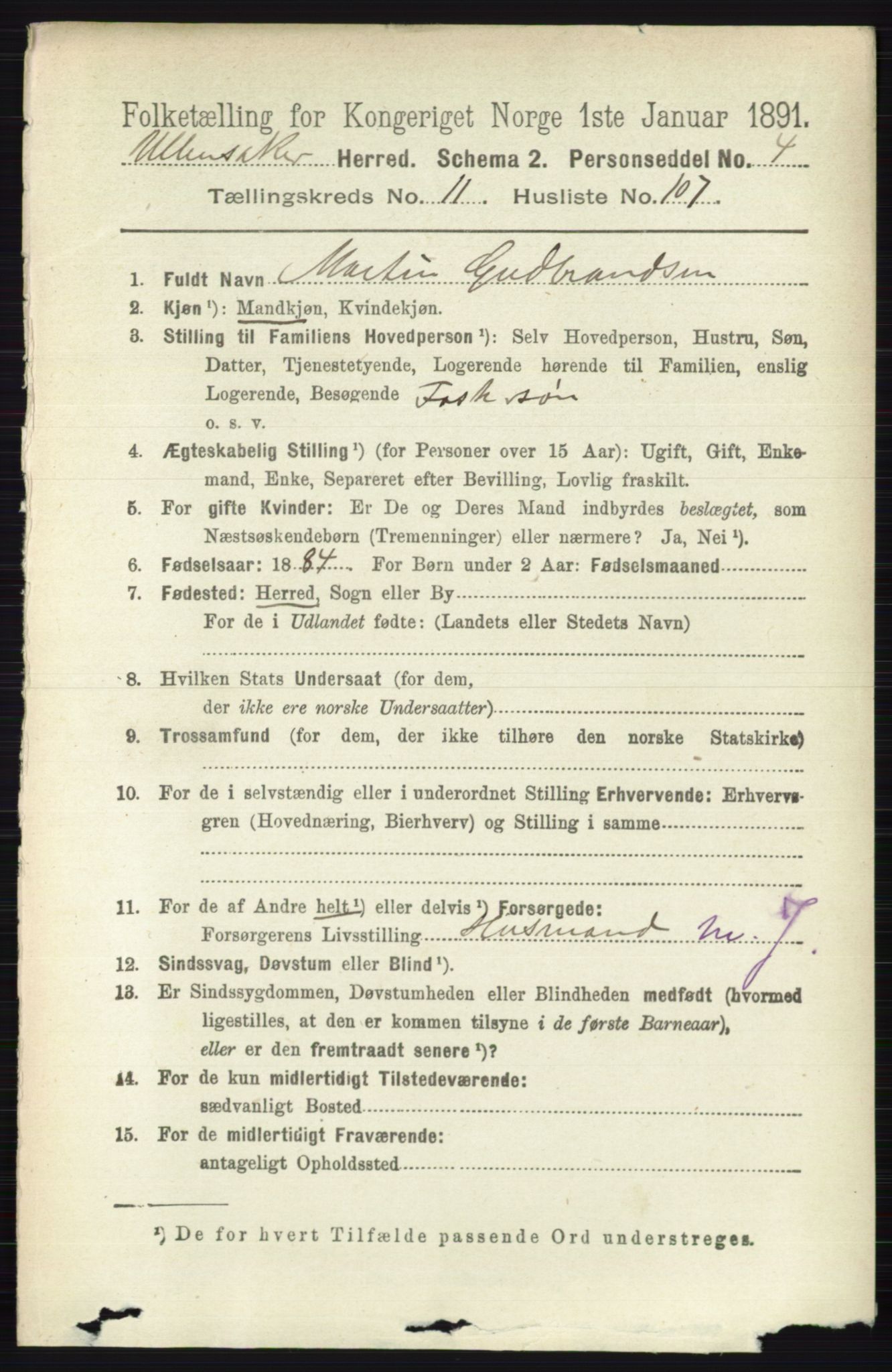 RA, 1891 census for 0235 Ullensaker, 1891, p. 5554