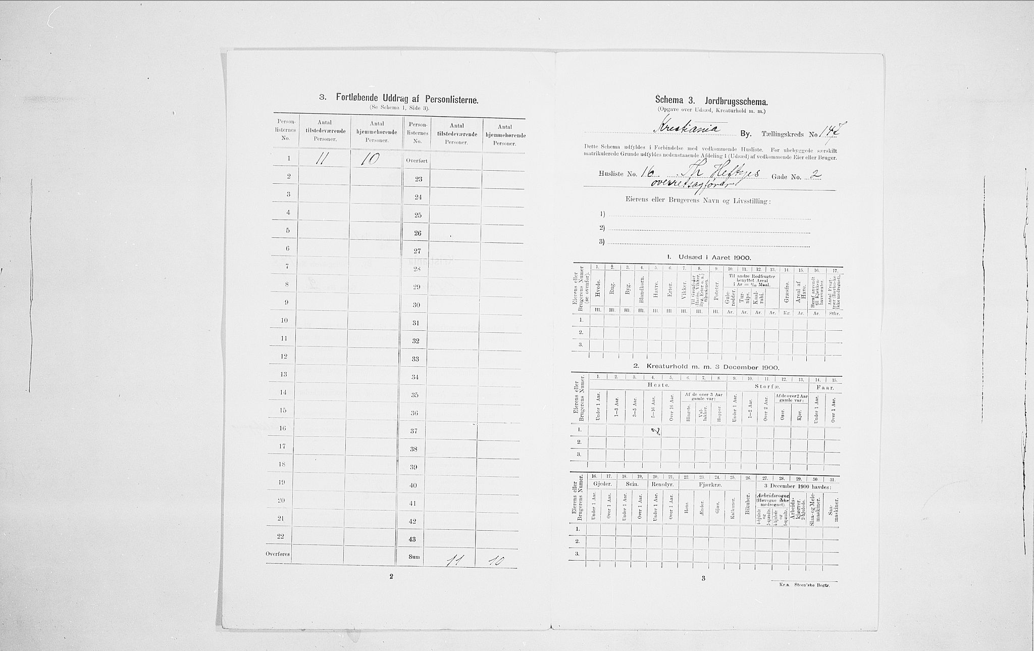 SAO, 1900 census for Kristiania, 1900, p. 97406