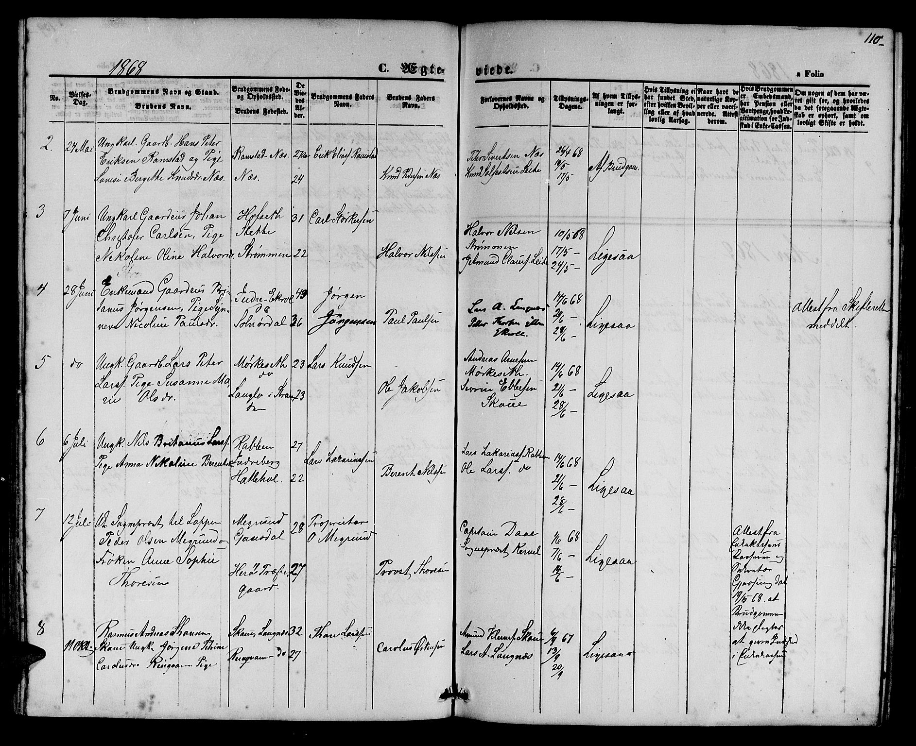 Ministerialprotokoller, klokkerbøker og fødselsregistre - Møre og Romsdal, AV/SAT-A-1454/524/L0364: Parish register (copy) no. 524C05, 1865-1879, p. 110