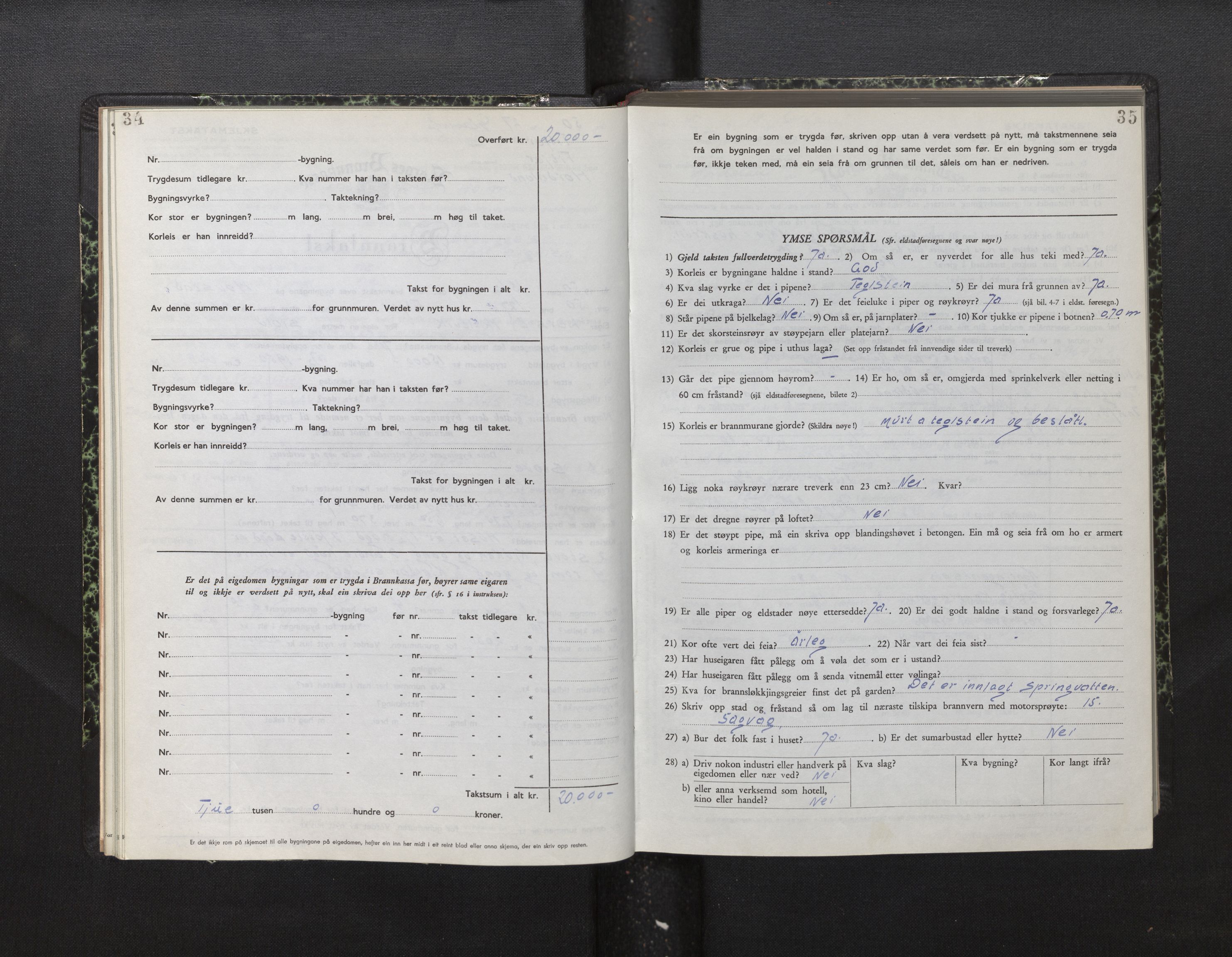 Lensmannen i Fitjar, SAB/A-32001/0012/L0001b: Branntakstprotokoll, skjematakst, 1949-1955, p. 34-35