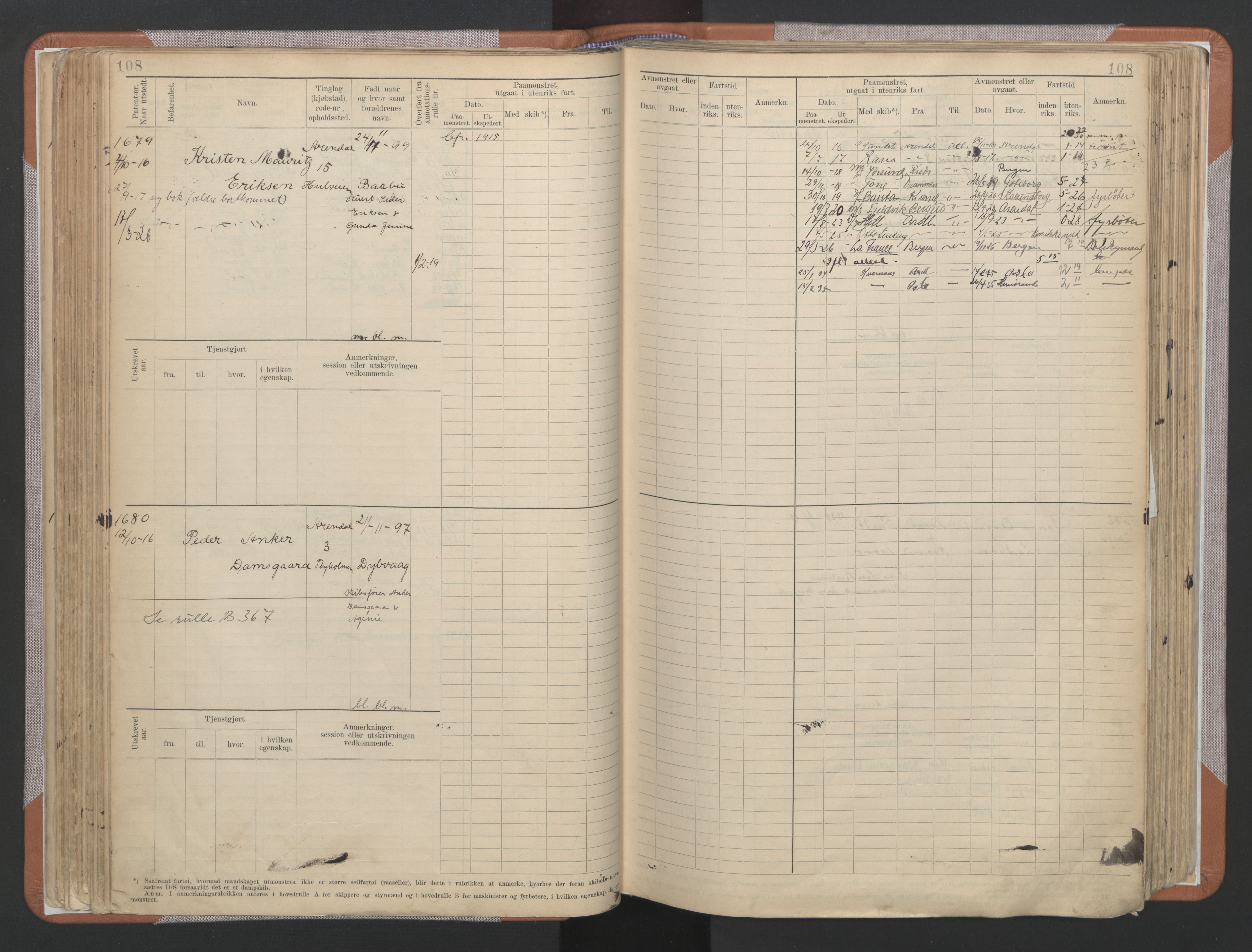 Arendal mønstringskrets, AV/SAK-2031-0012/F/Fb/L0022: Hovedrulle A nr 1466-2242, S-20, 1914-1930, p. 113