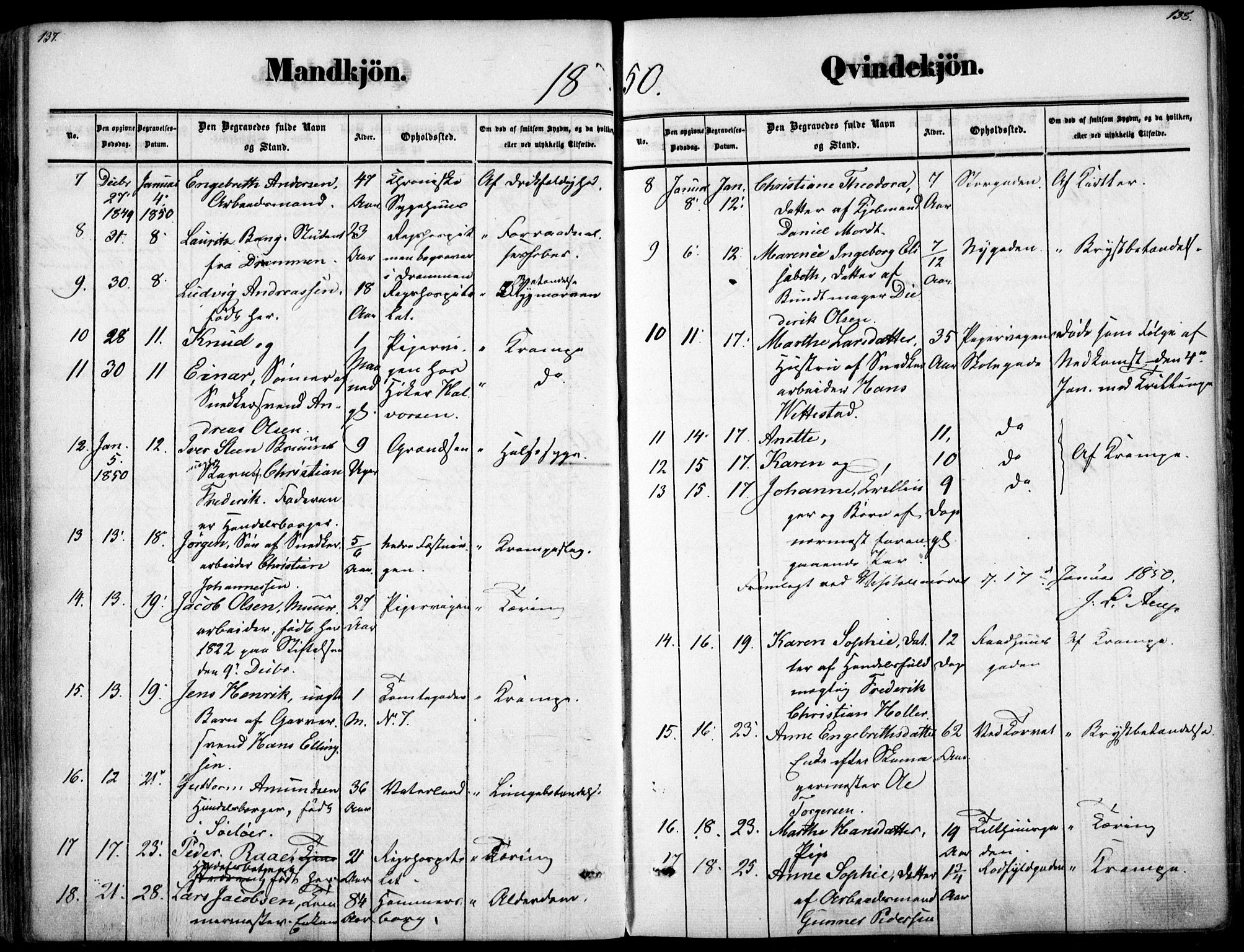 Oslo domkirke Kirkebøker, SAO/A-10752/F/Fa/L0025: Parish register (official) no. 25, 1847-1867, p. 137-138