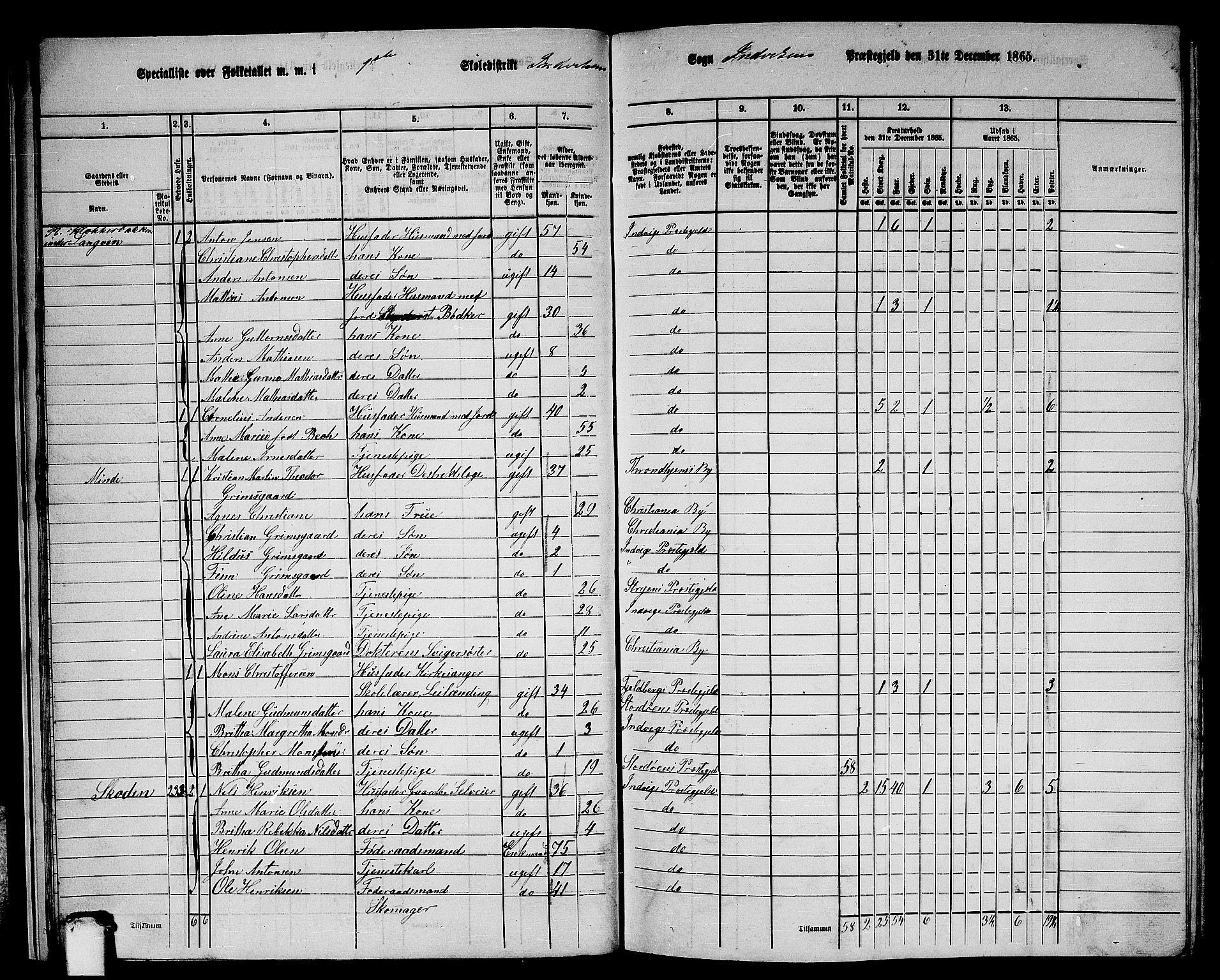 RA, 1865 census for Innvik, 1865, p. 19