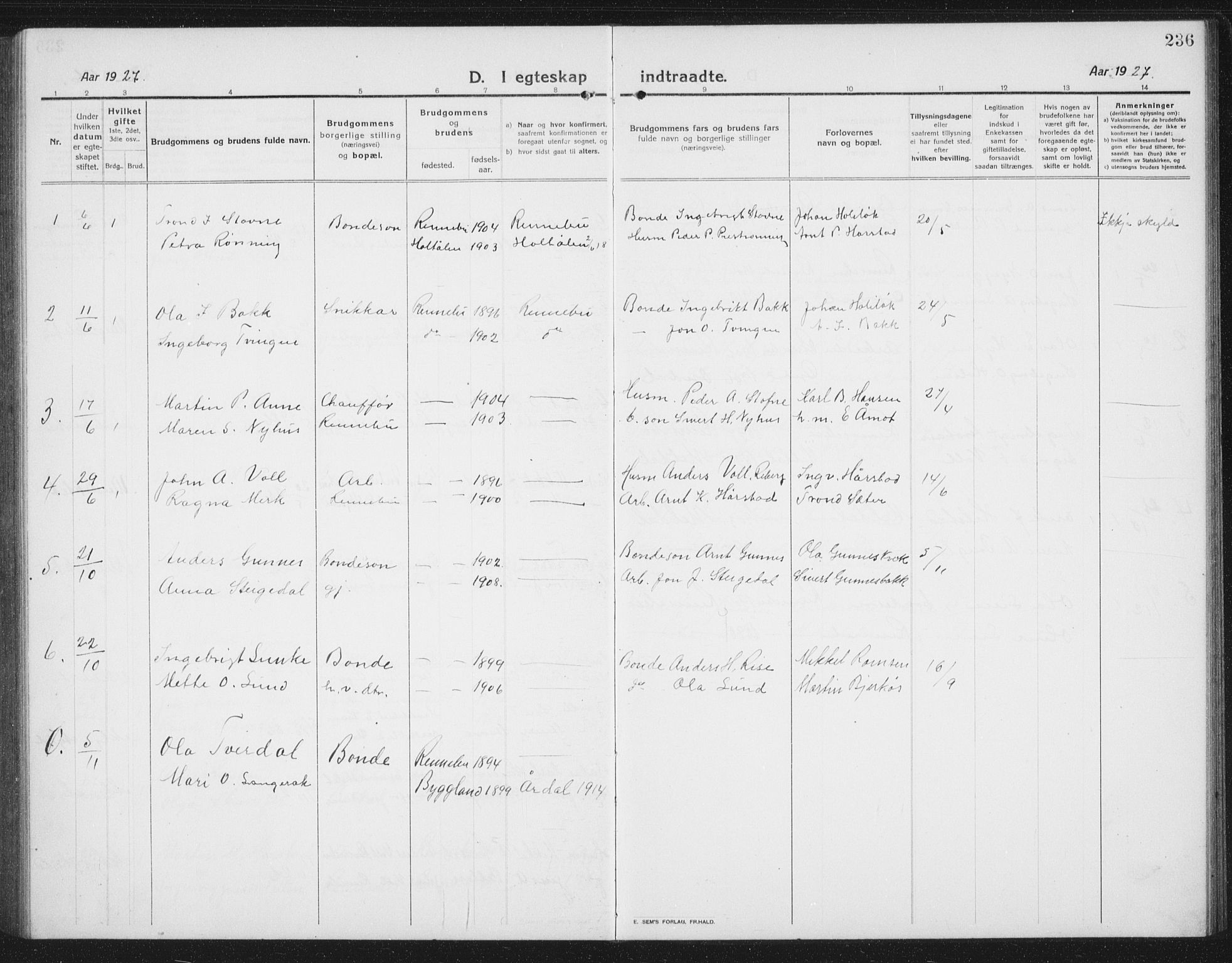 Ministerialprotokoller, klokkerbøker og fødselsregistre - Sør-Trøndelag, SAT/A-1456/674/L0877: Parish register (copy) no. 674C04, 1913-1940, p. 236