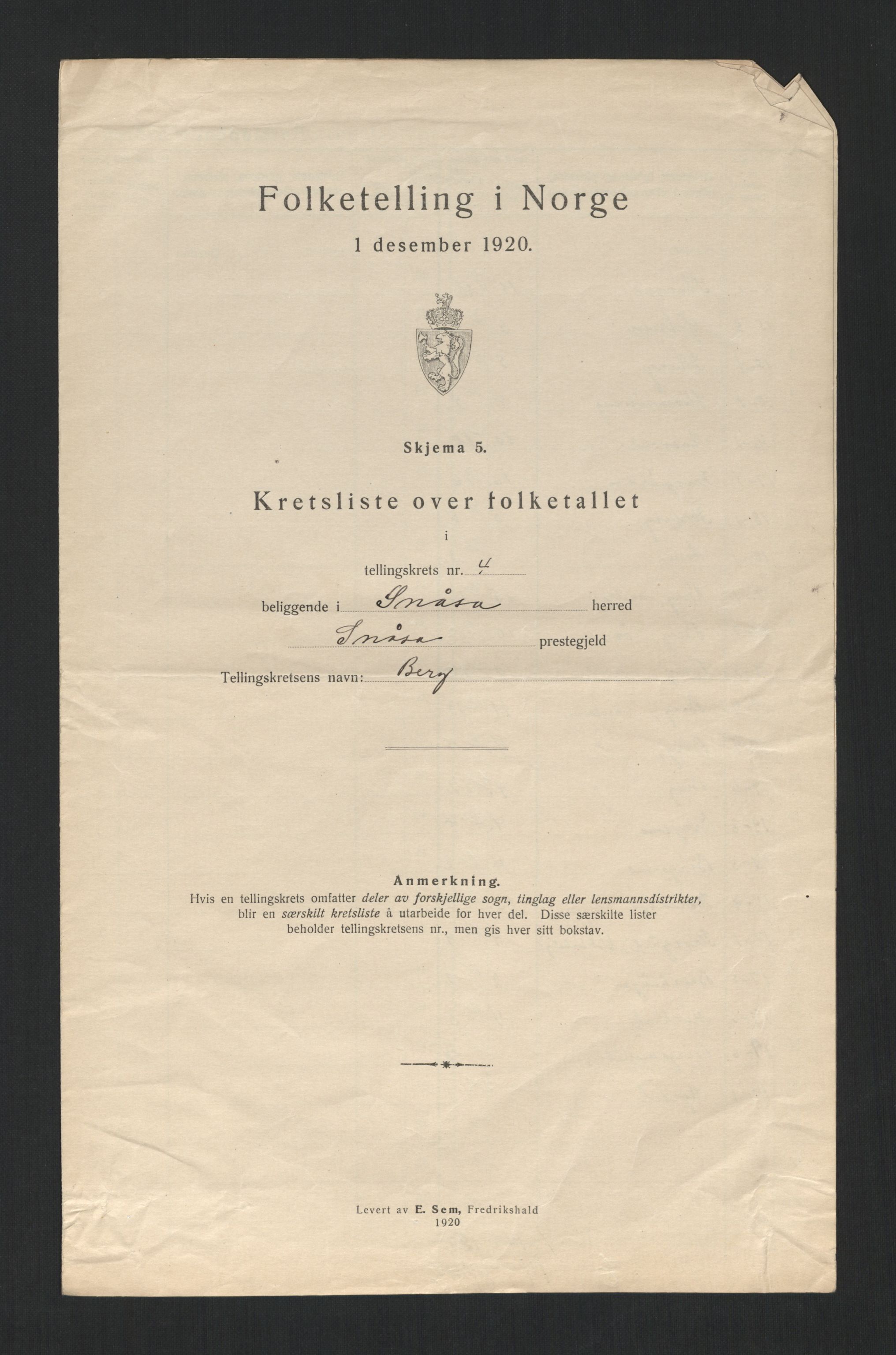 SAT, 1920 census for Snåsa, 1920, p. 24