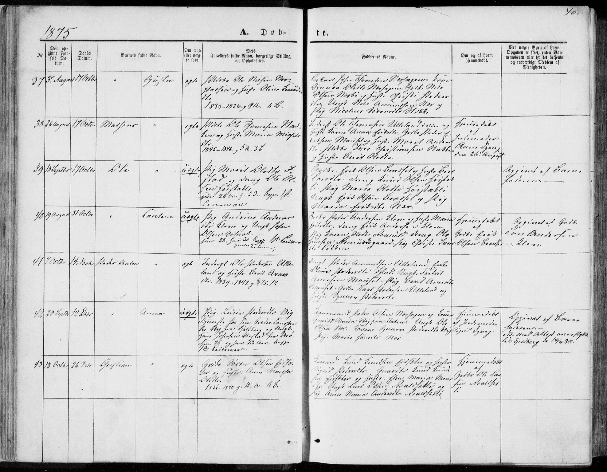 Ministerialprotokoller, klokkerbøker og fødselsregistre - Møre og Romsdal, AV/SAT-A-1454/557/L0681: Parish register (official) no. 557A03, 1869-1886, p. 40