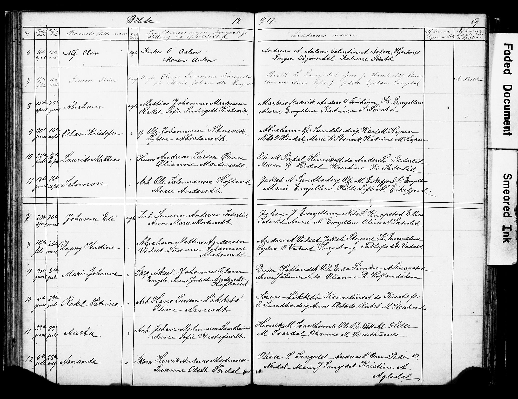 Kinn sokneprestembete, AV/SAB-A-80801/H/Hab/Habe/L0001: Parish register (copy) no. E 1, 1864-1899, p. 69