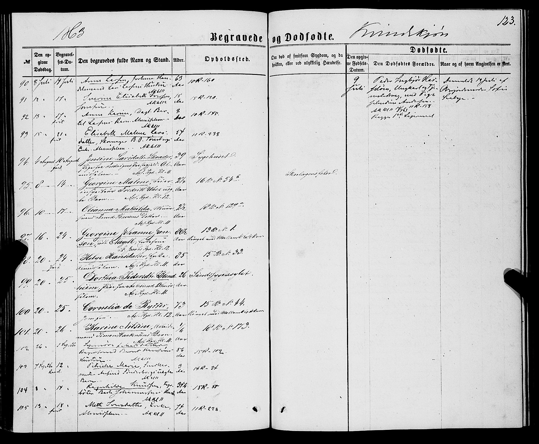 Domkirken sokneprestembete, SAB/A-74801/H/Haa/L0042: Parish register (official) no. E 3, 1863-1876, p. 123