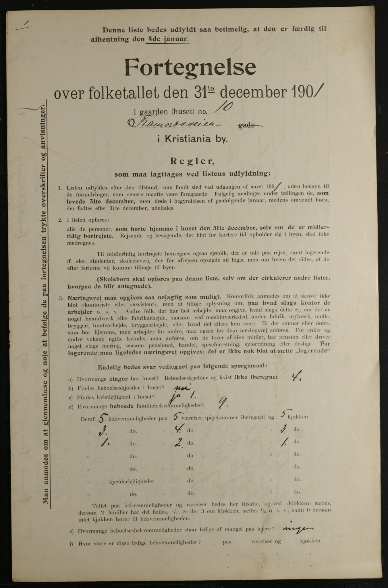 OBA, Municipal Census 1901 for Kristiania, 1901, p. 4113