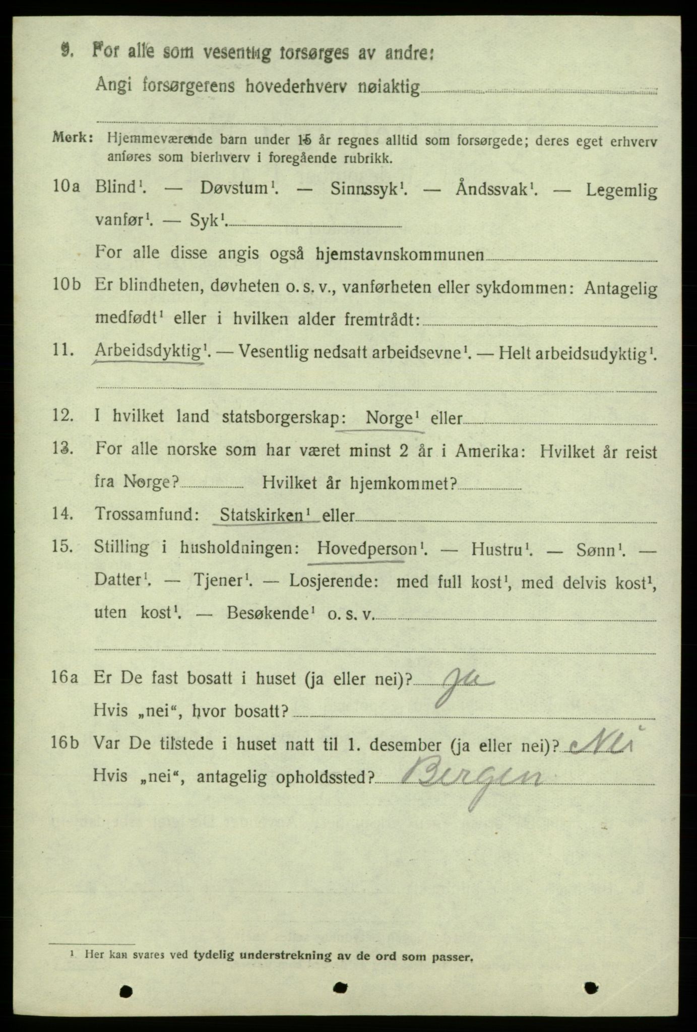 SAB, 1920 census for Kvinnherad, 1920, p. 9261