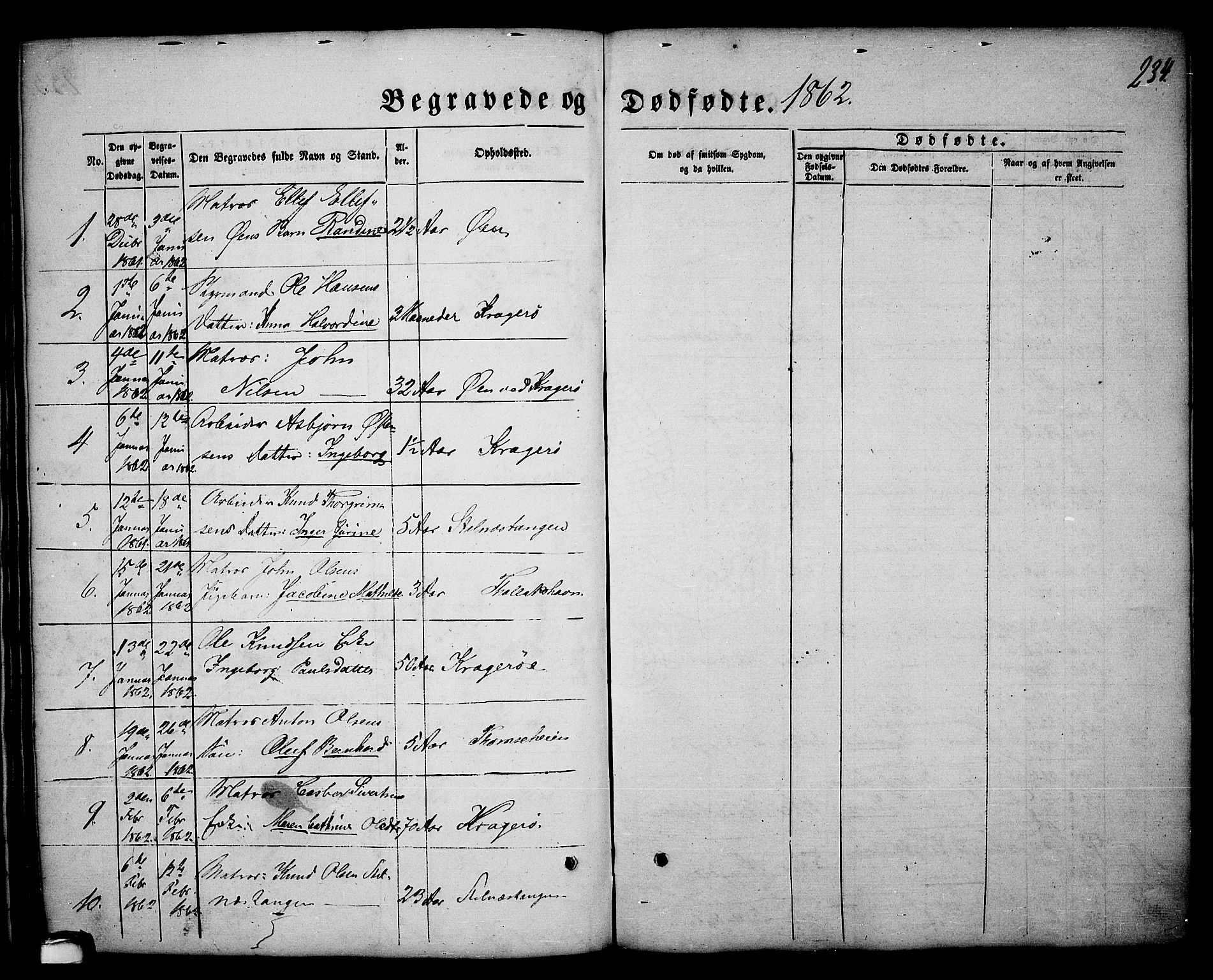 Kragerø kirkebøker, AV/SAKO-A-278/G/Ga/L0004: Parish register (copy) no. 4, 1853-1865, p. 234
