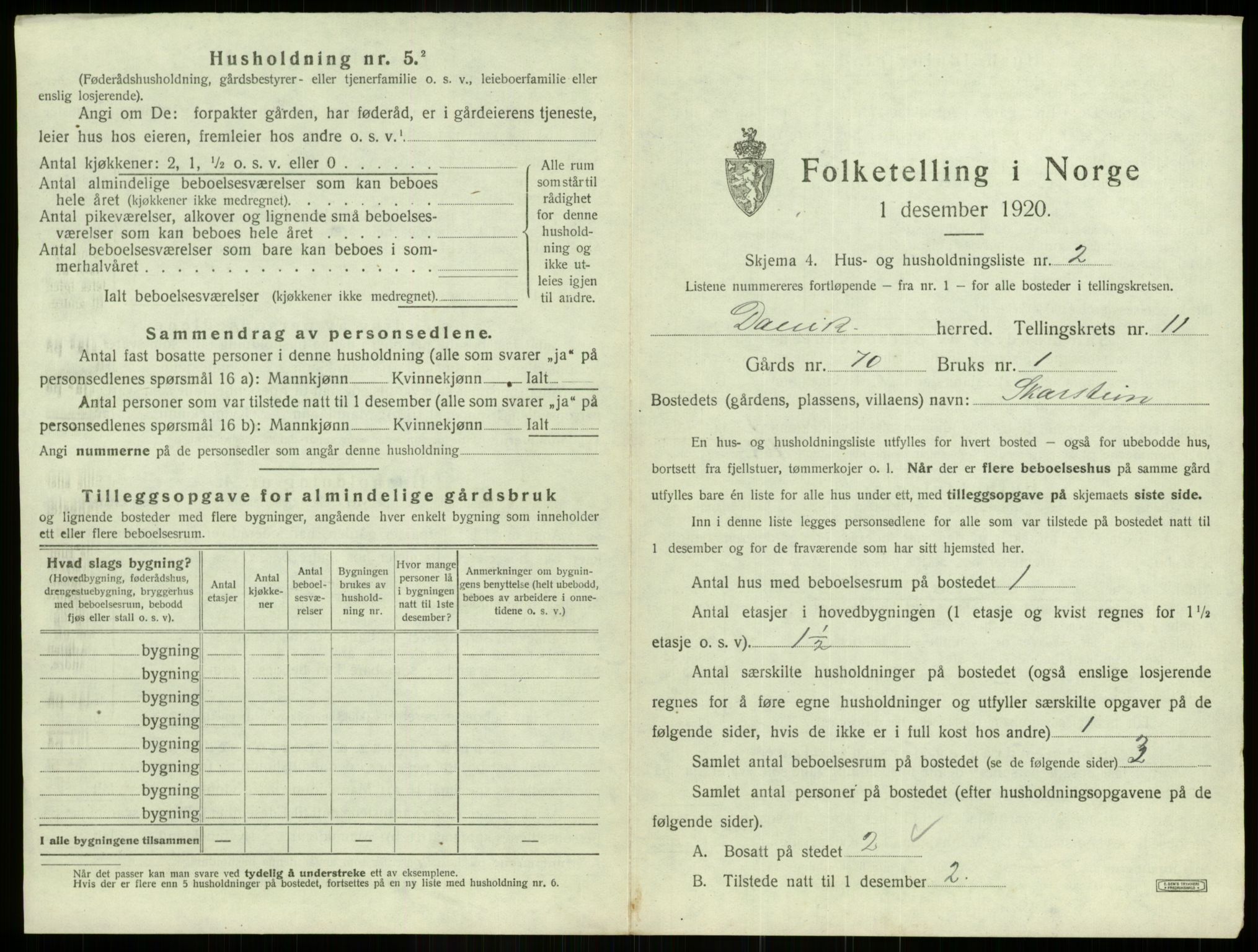 SAB, 1920 census for Davik, 1920, p. 734