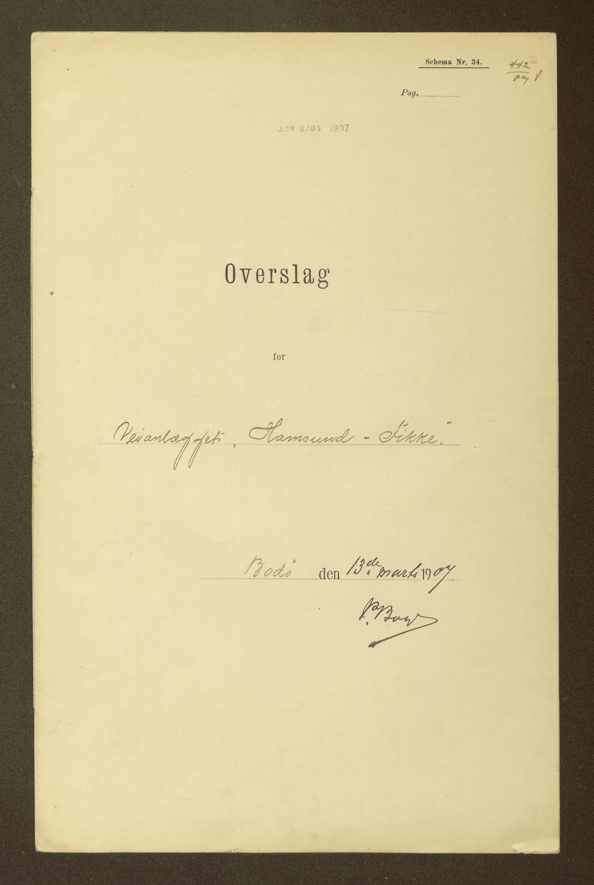 Nordland vegkontor, SAT/A-4181/F/Fa/L0030: Hamarøy/Tysfjord, 1885-1948, p. 1822