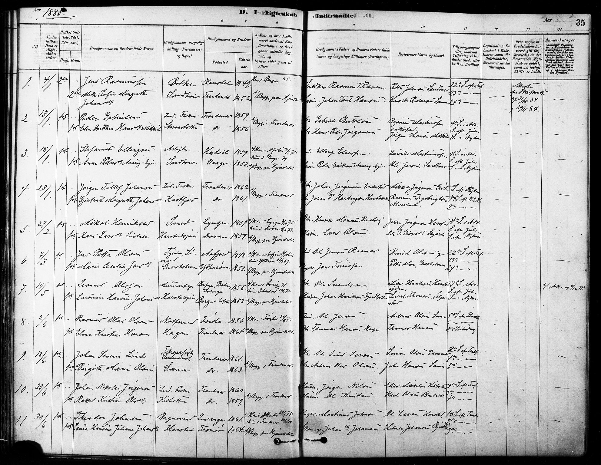 Trondenes sokneprestkontor, SATØ/S-1319/H/Ha/L0015kirke: Parish register (official) no. 15, 1878-1889, p. 35