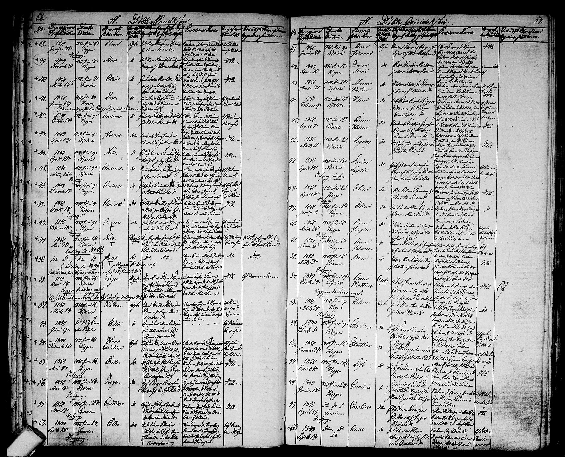 Modum kirkebøker, AV/SAKO-A-234/G/Ga/L0005: Parish register (copy) no. I 5, 1847-1853, p. 56-57