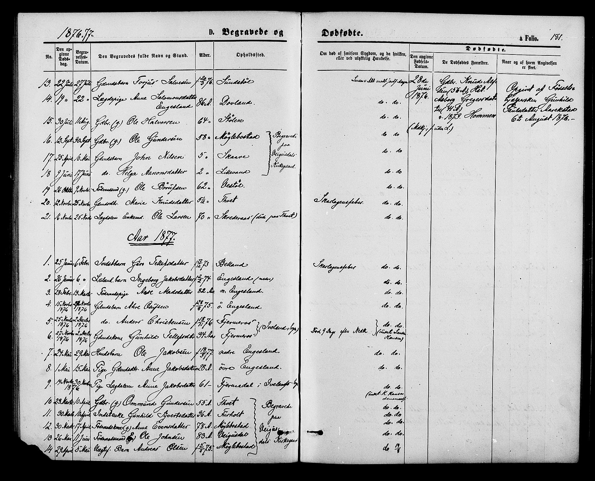 Herefoss sokneprestkontor, SAK/1111-0019/F/Fa/Fab/L0003: Parish register (official) no. A 3, 1875-1886, p. 181
