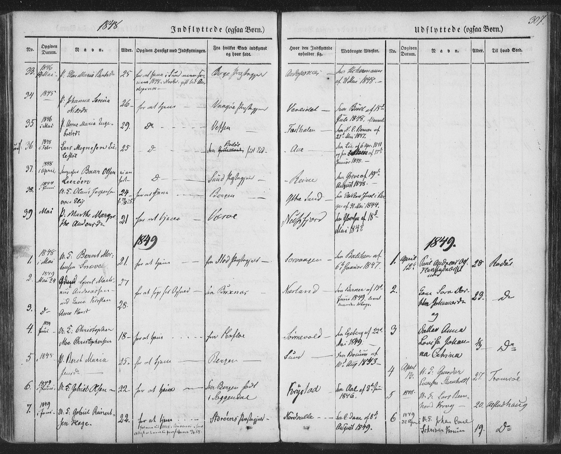 Ministerialprotokoller, klokkerbøker og fødselsregistre - Nordland, SAT/A-1459/885/L1202: Parish register (official) no. 885A03, 1838-1859, p. 307
