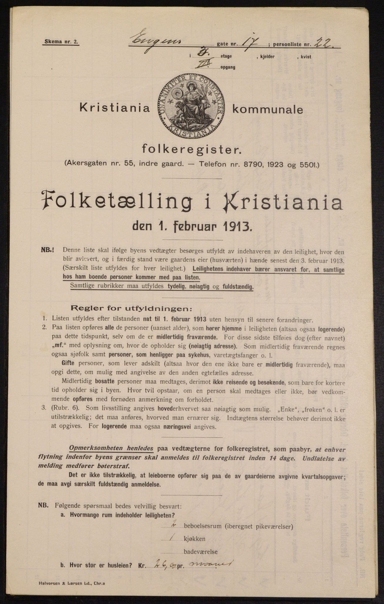 OBA, Municipal Census 1913 for Kristiania, 1913, p. 22027