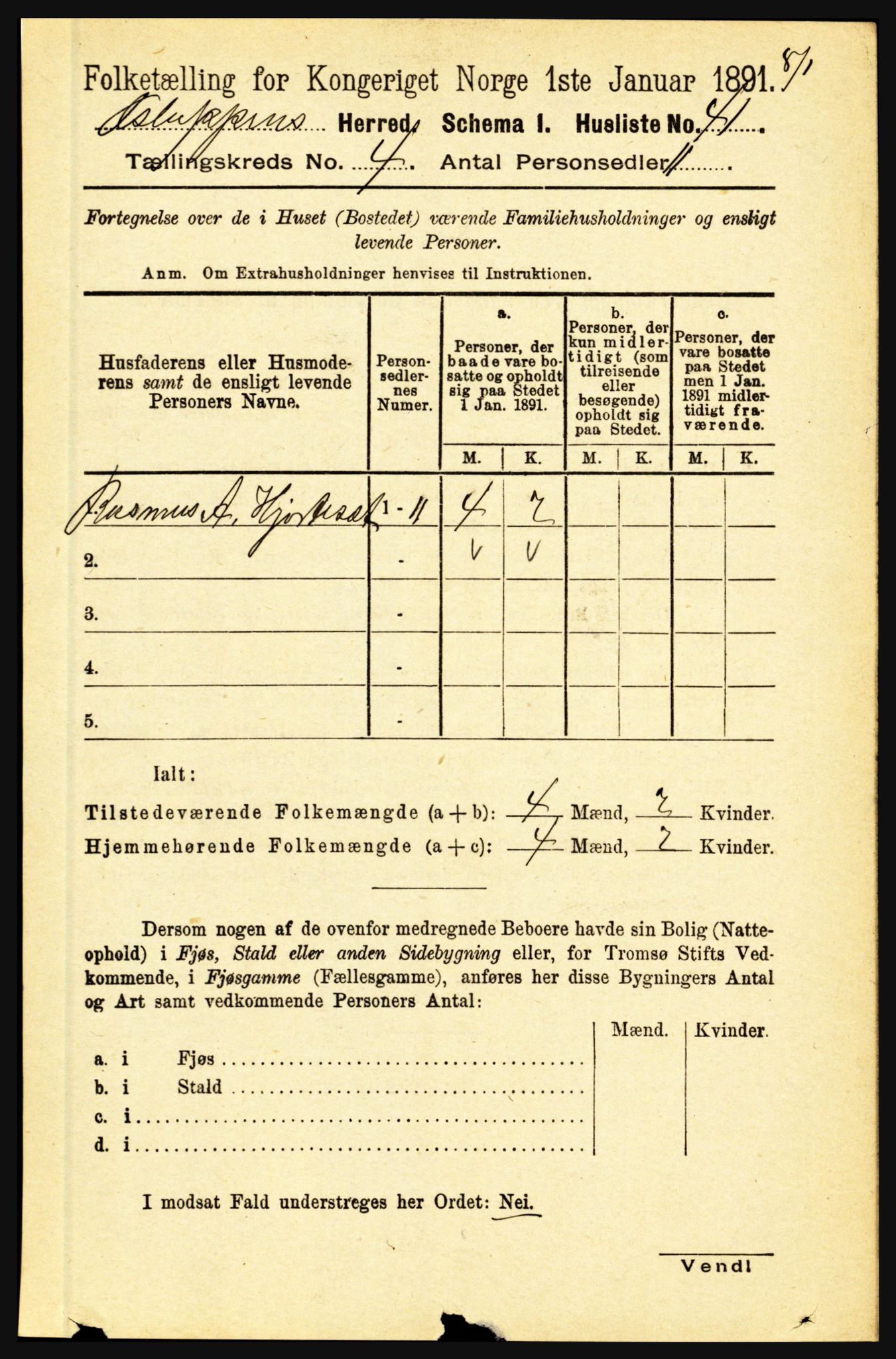 RA, 1891 census for 1445 Gloppen, 1891, p. 1677