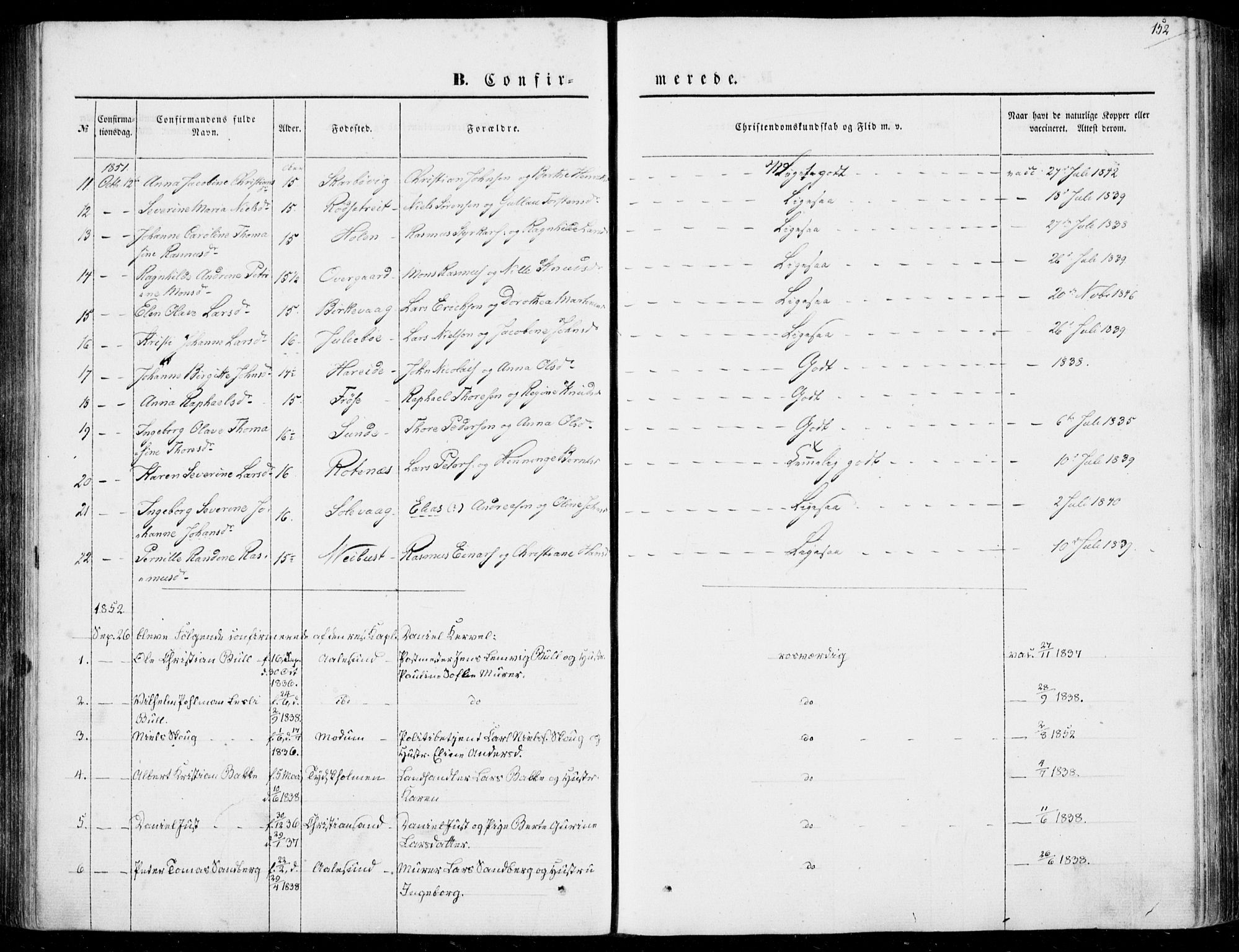 Ministerialprotokoller, klokkerbøker og fødselsregistre - Møre og Romsdal, AV/SAT-A-1454/528/L0397: Parish register (official) no. 528A08, 1848-1858, p. 152