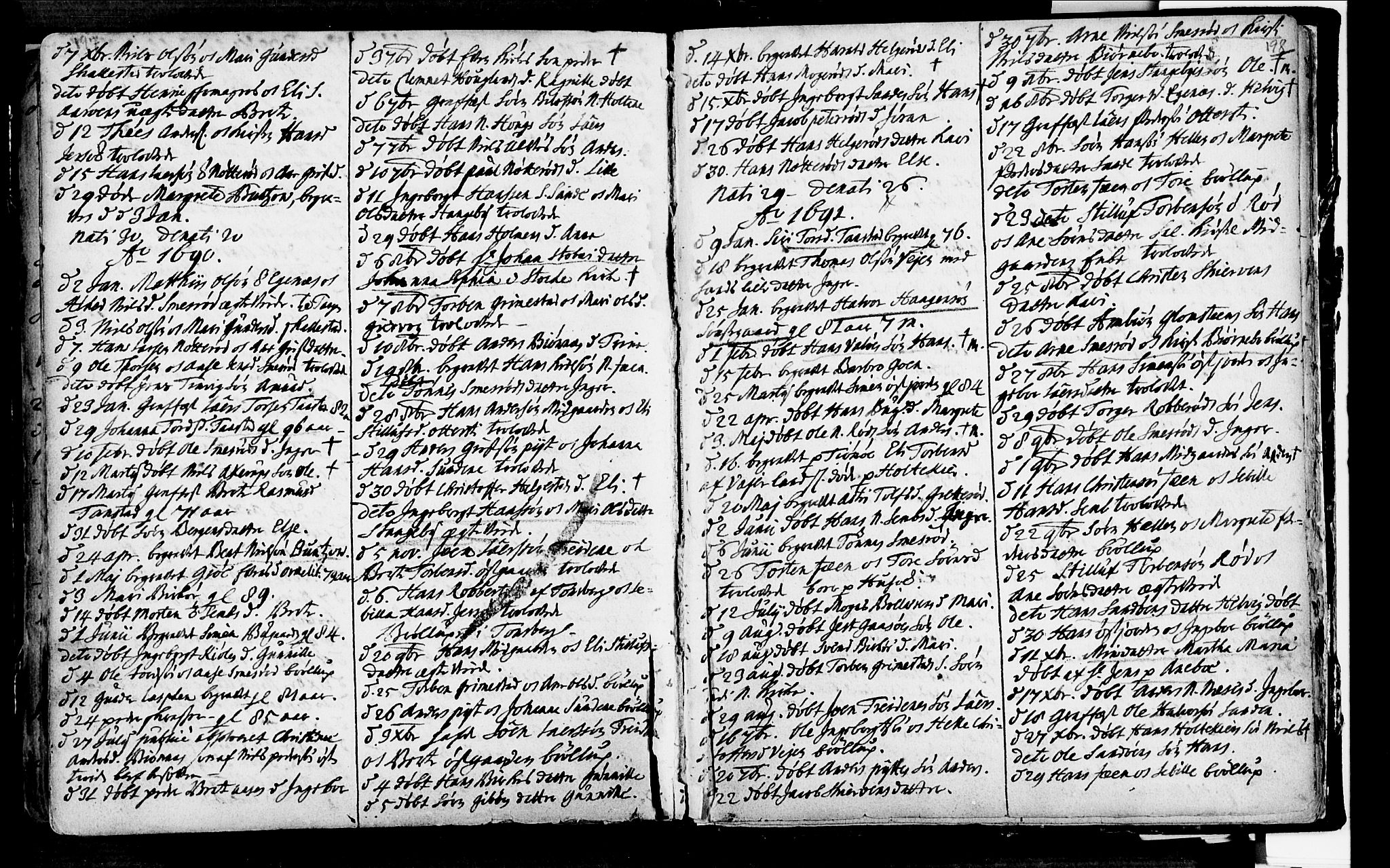 Nøtterøy kirkebøker, SAKO/A-354/F/Fa/L0001: Parish register (official) no. I 1, 1686-1738, p. 197-198