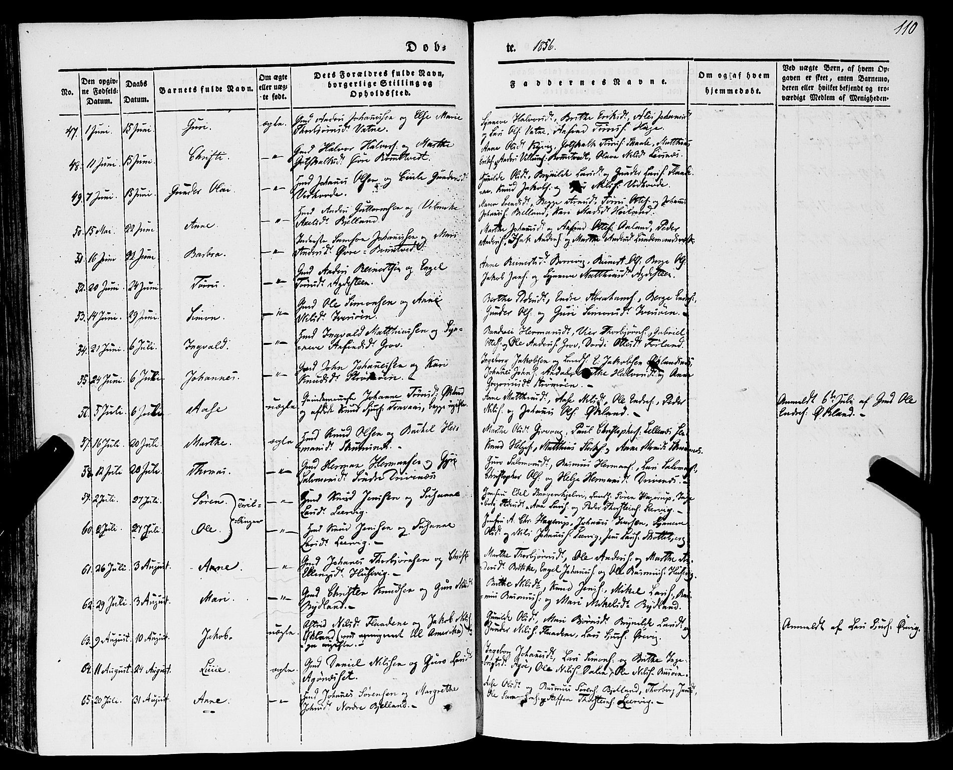 Stord sokneprestembete, SAB/A-78201/H/Haa: Parish register (official) no. A 7, 1841-1861, p. 110