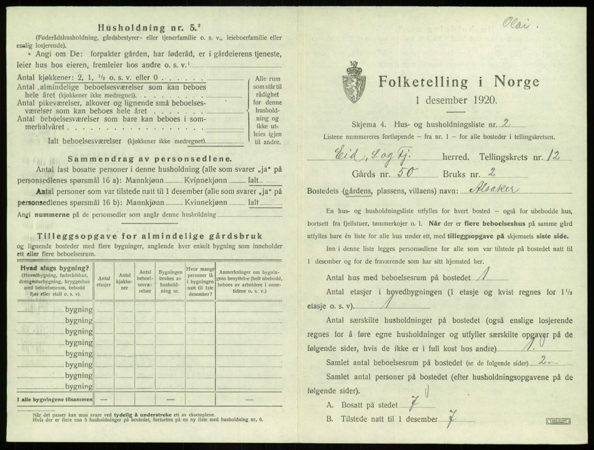 SAB, 1920 census for Eid, 1920, p. 1002