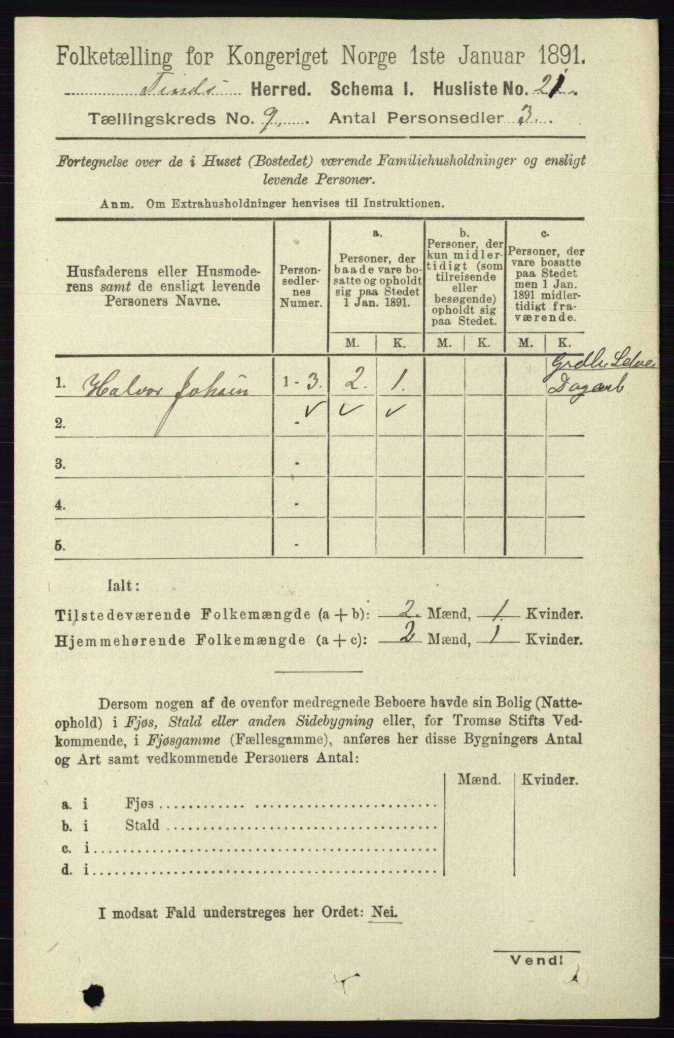 RA, 1891 census for 0826 Tinn, 1891, p. 1816