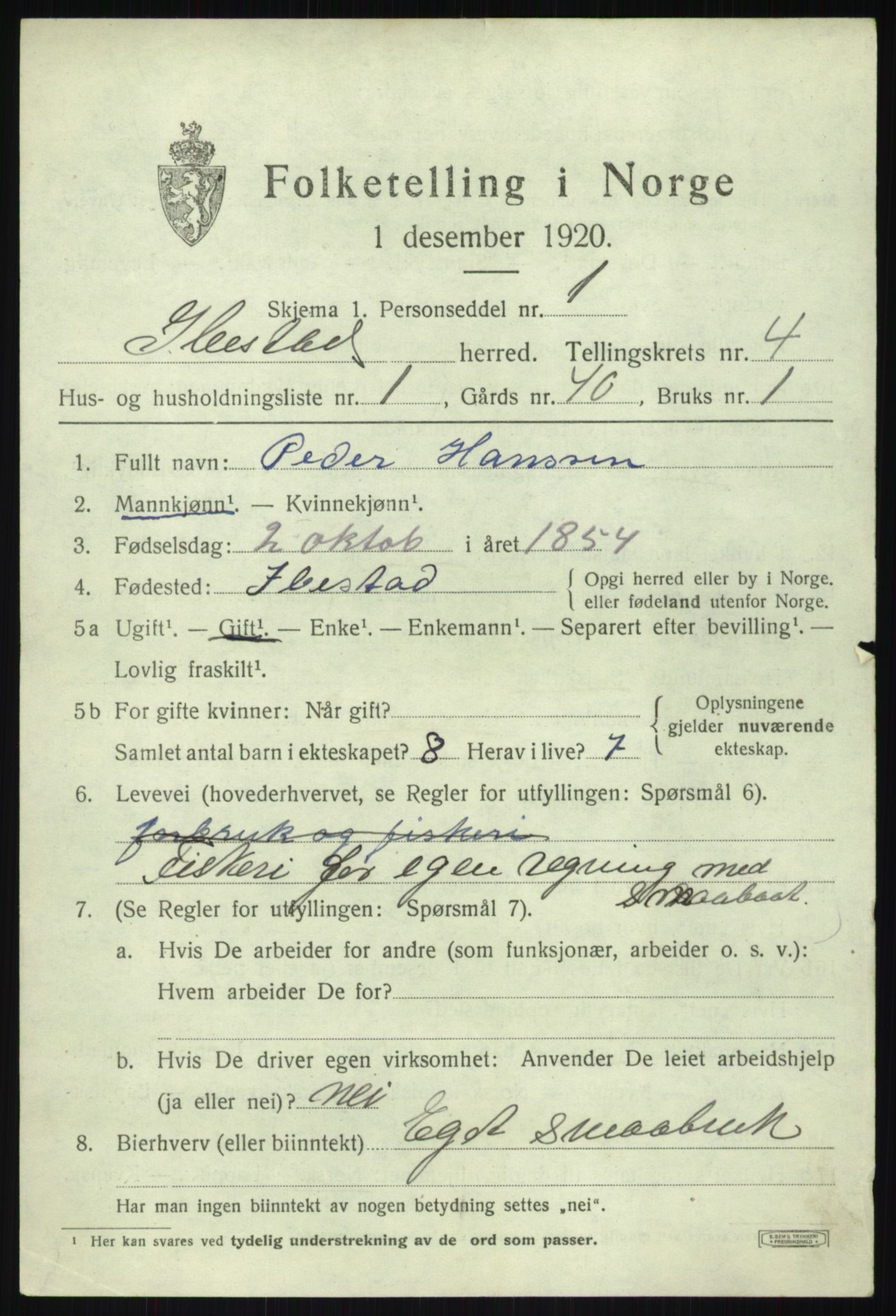 SATØ, 1920 census for Ibestad, 1920, p. 3117