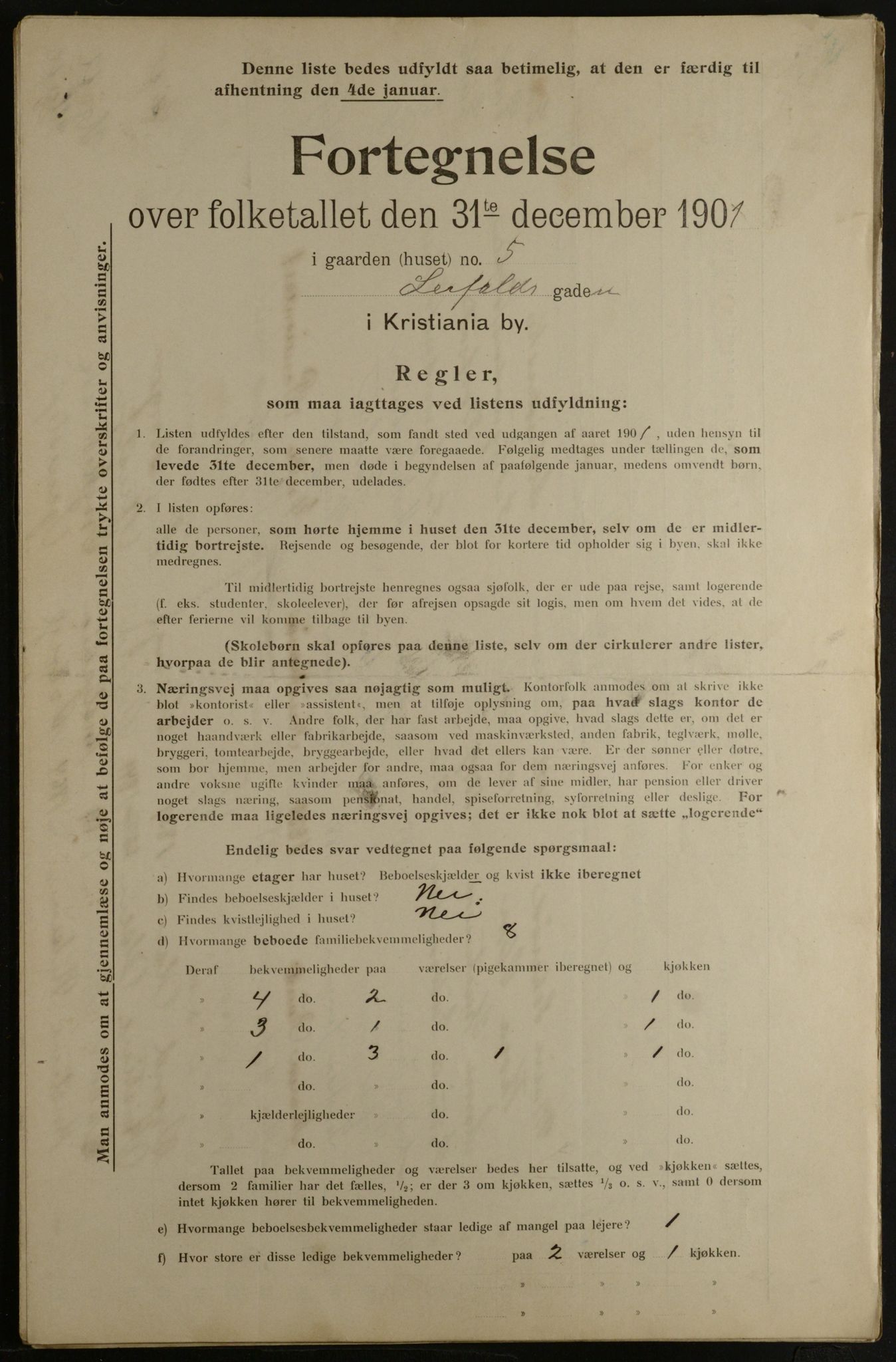 OBA, Municipal Census 1901 for Kristiania, 1901, p. 8852