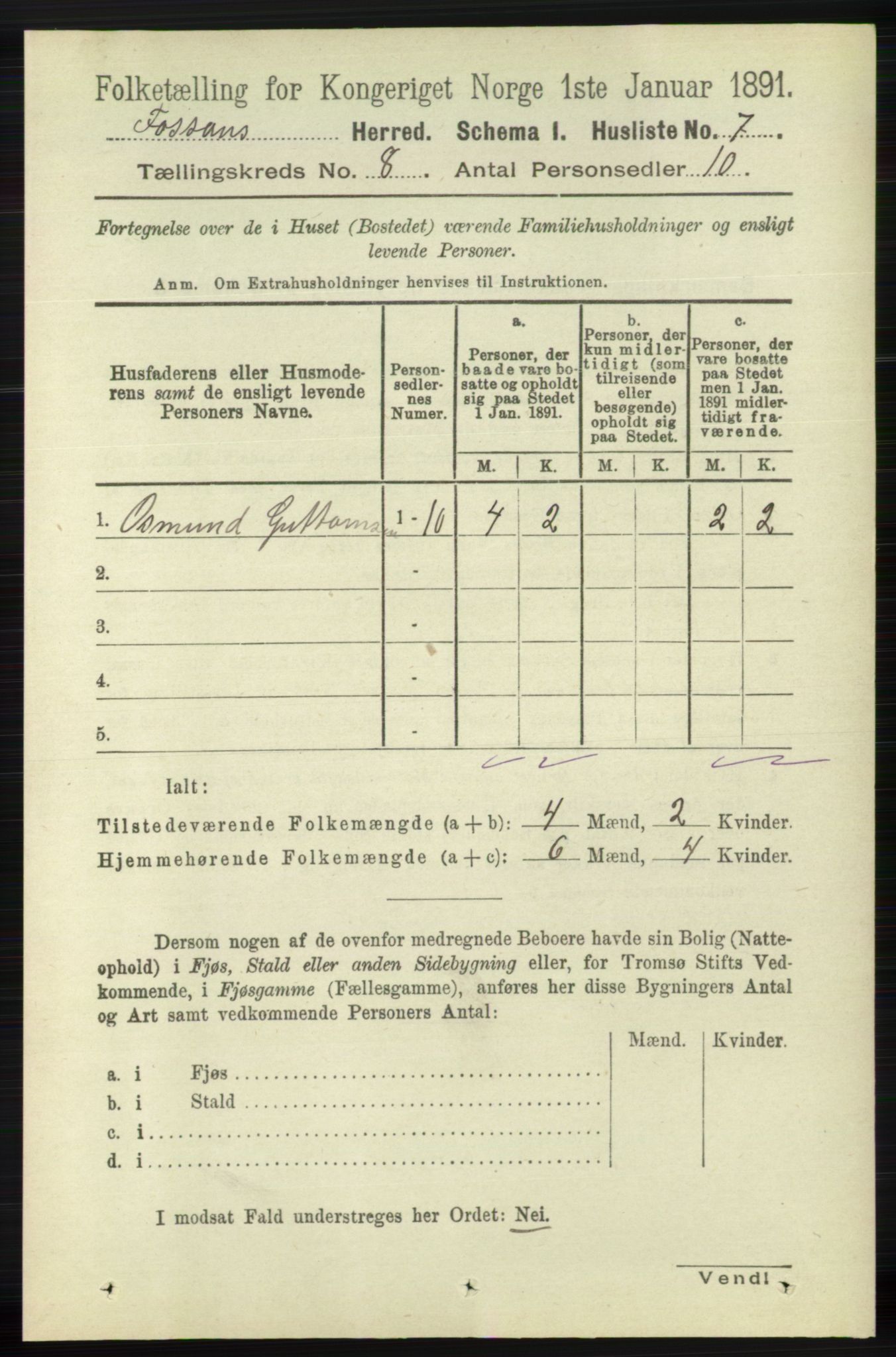 RA, 1891 census for 1129 Forsand, 1891, p. 1310