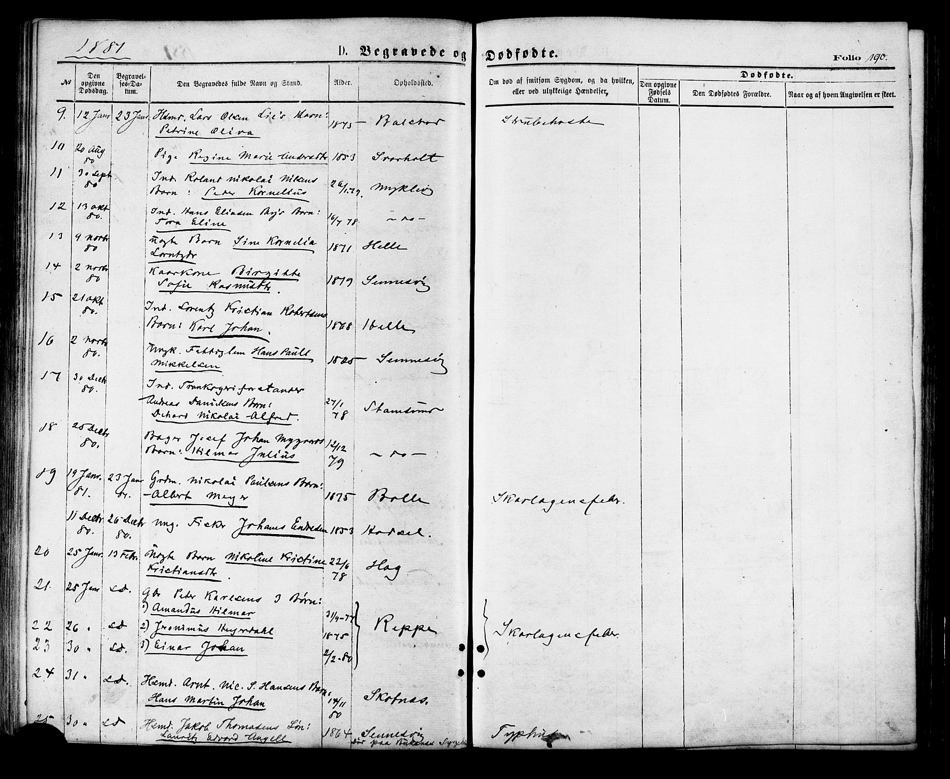 Ministerialprotokoller, klokkerbøker og fødselsregistre - Nordland, AV/SAT-A-1459/881/L1166: Parish register (copy) no. 881C03, 1876-1885, p. 190