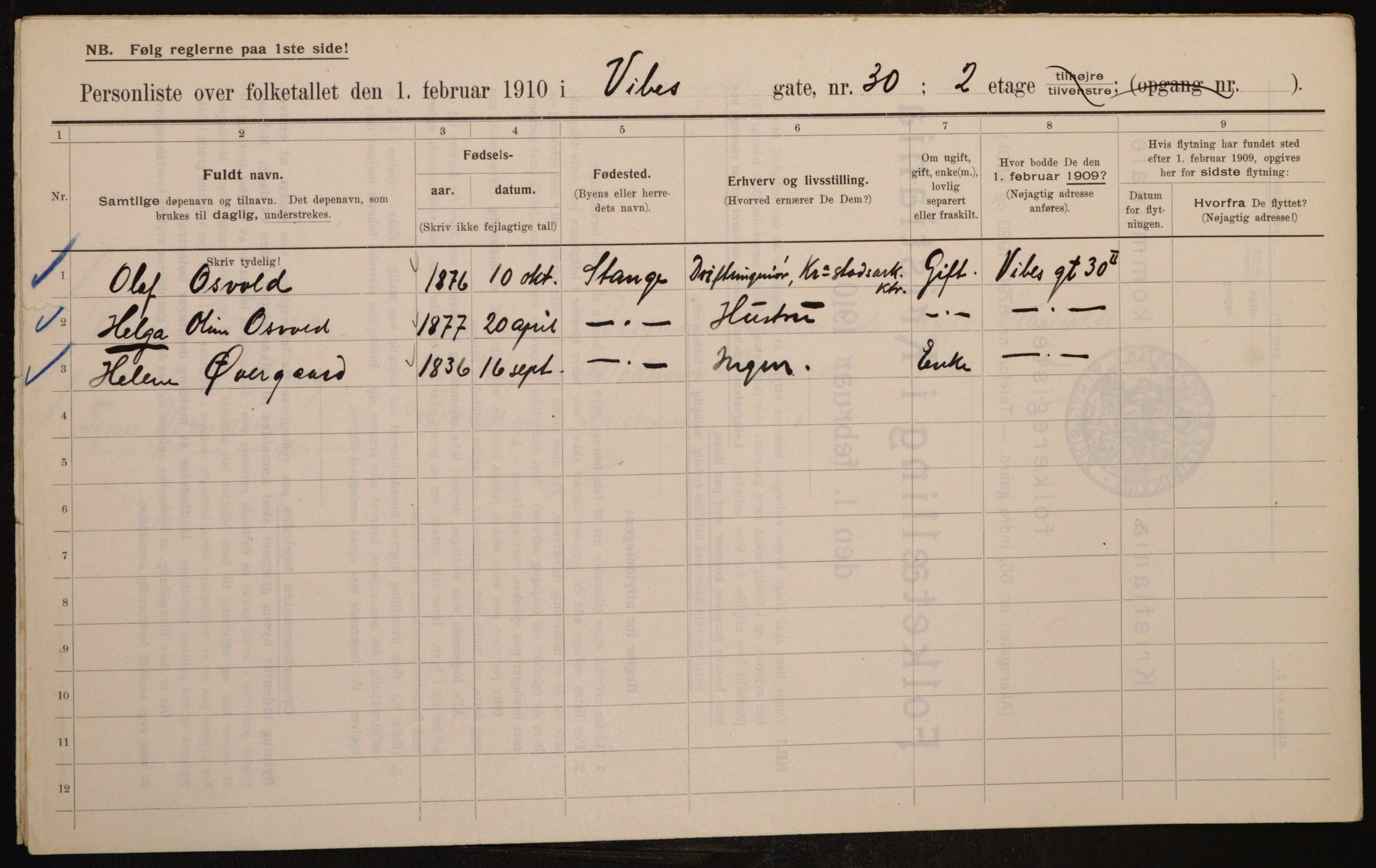 OBA, Municipal Census 1910 for Kristiania, 1910, p. 117077