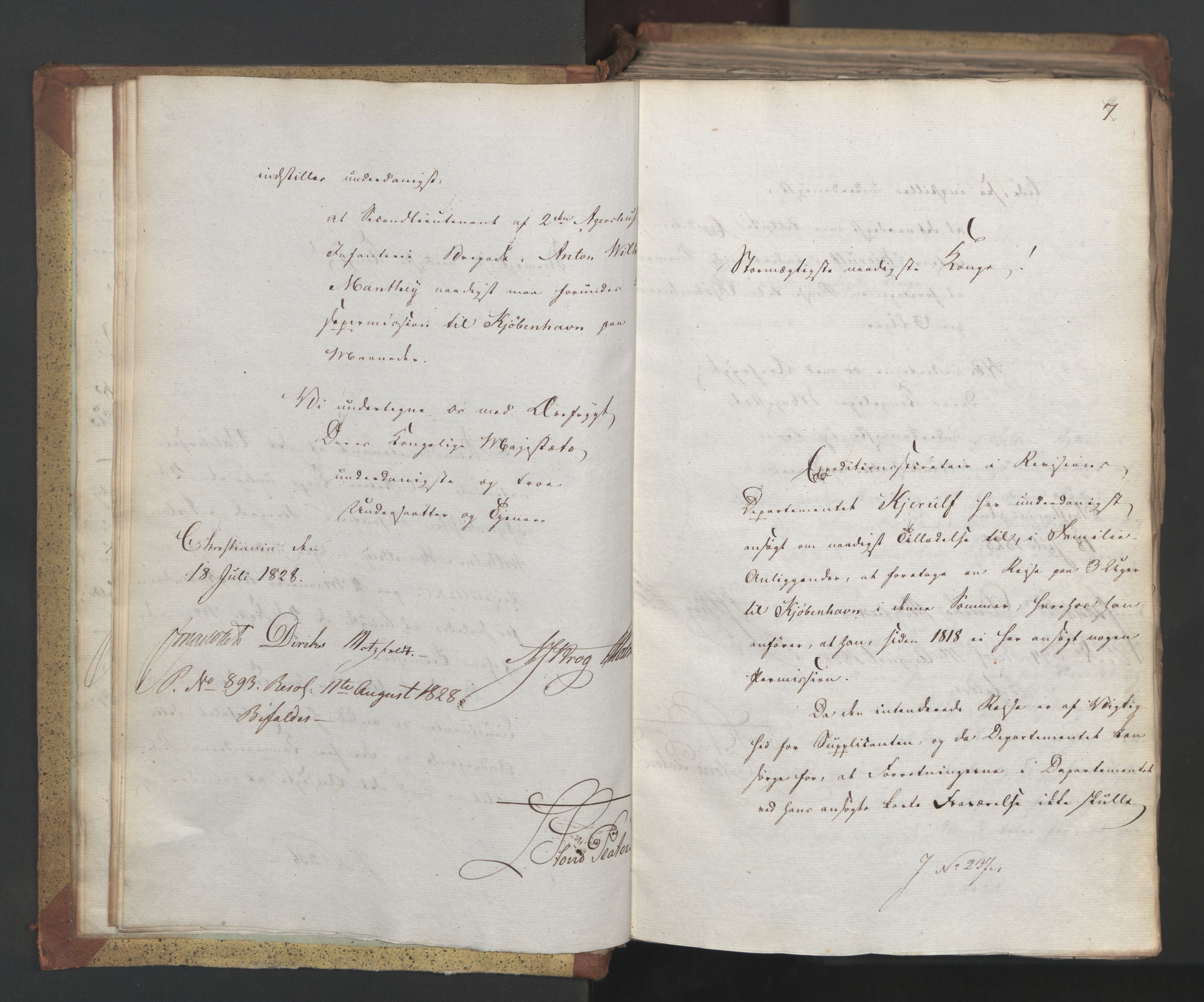Statsrådsavdelingen i Stockholm, AV/RA-S-1003/D/Da/L0055: Regjeringsinnstillinger nr. 231-435, 1828, p. 13