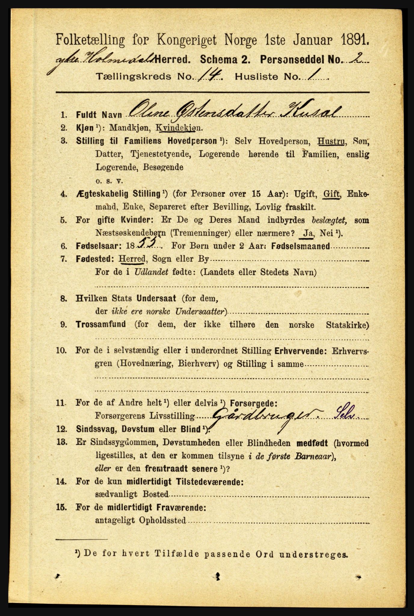 RA, 1891 census for 1429 Ytre Holmedal, 1891, p. 3793