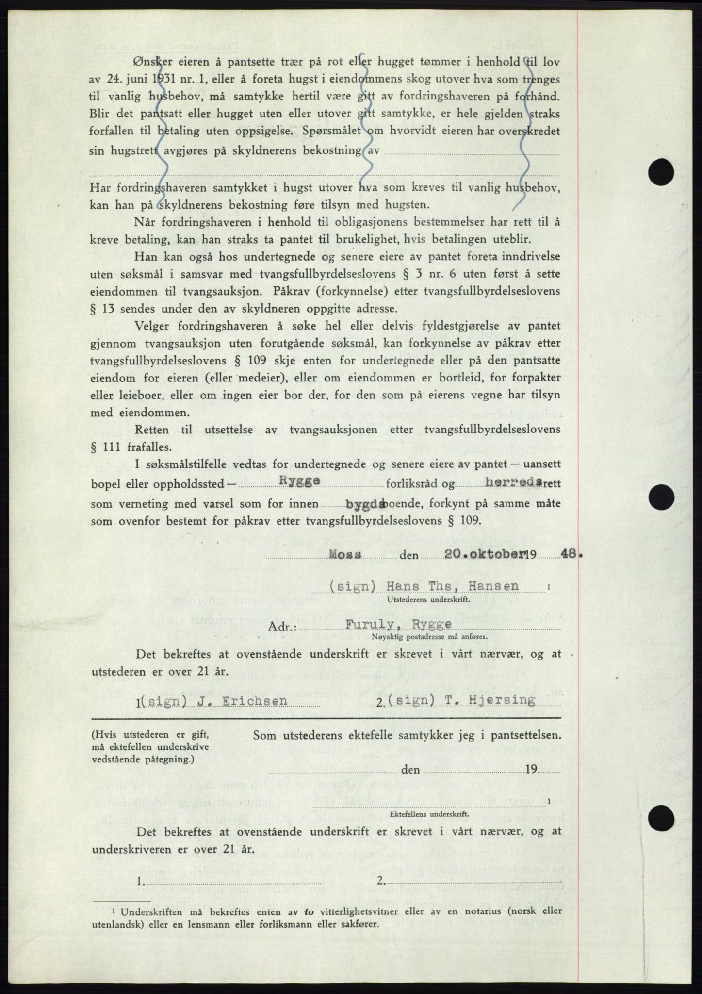 Moss sorenskriveri, AV/SAO-A-10168: Mortgage book no. B20, 1948-1948, Diary no: : 2691/1948