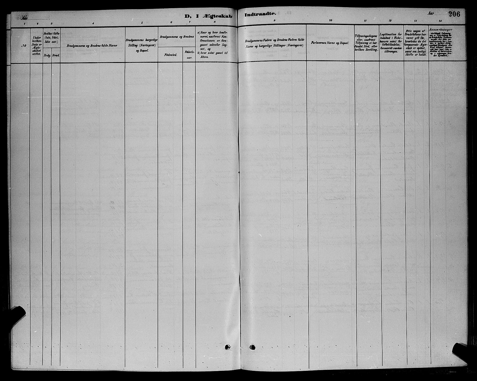 Øyestad sokneprestkontor, SAK/1111-0049/F/Fb/L0009: Parish register (copy) no. B 9, 1886-1896, p. 206