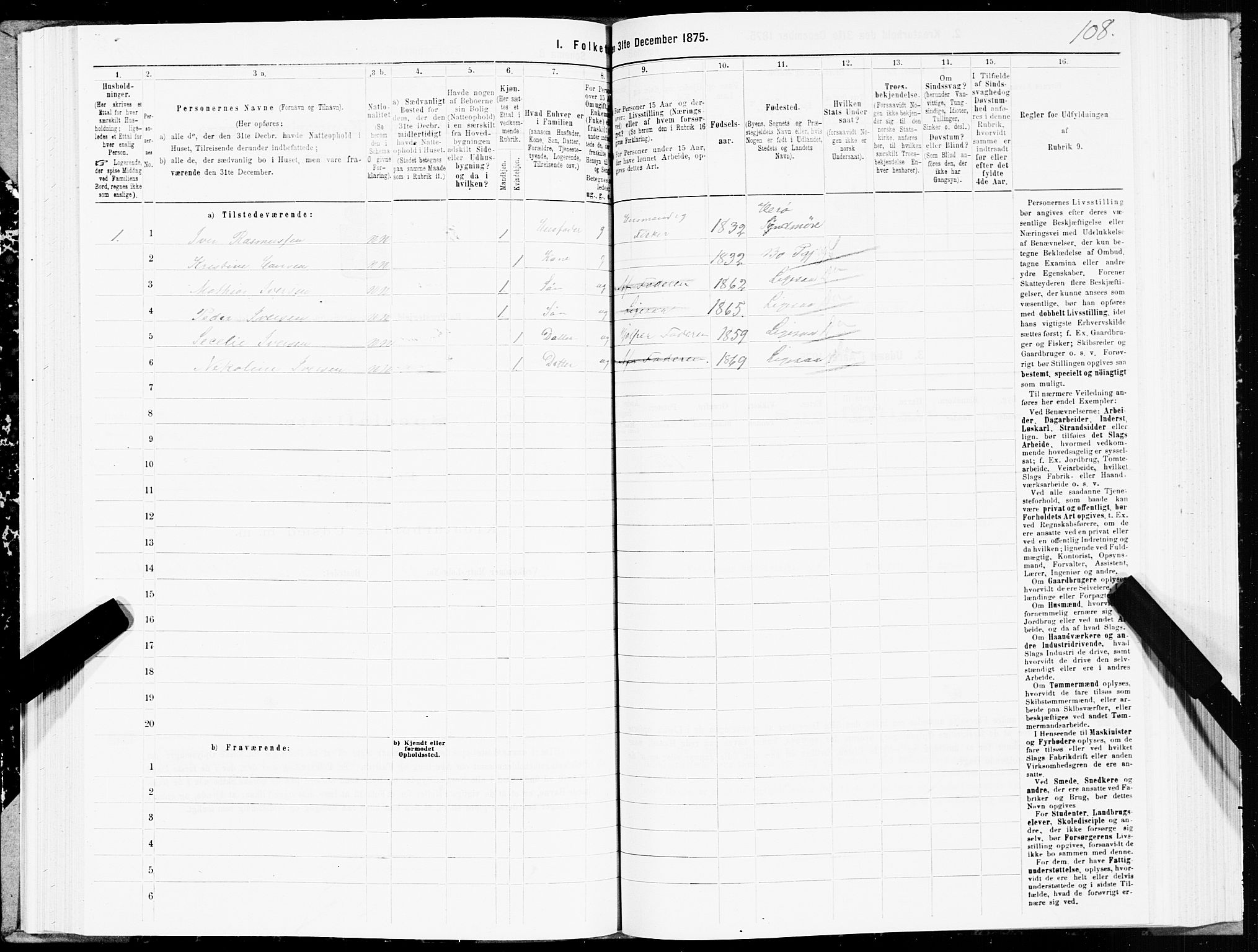 SAT, 1875 census for 1867P Bø, 1875, p. 1108