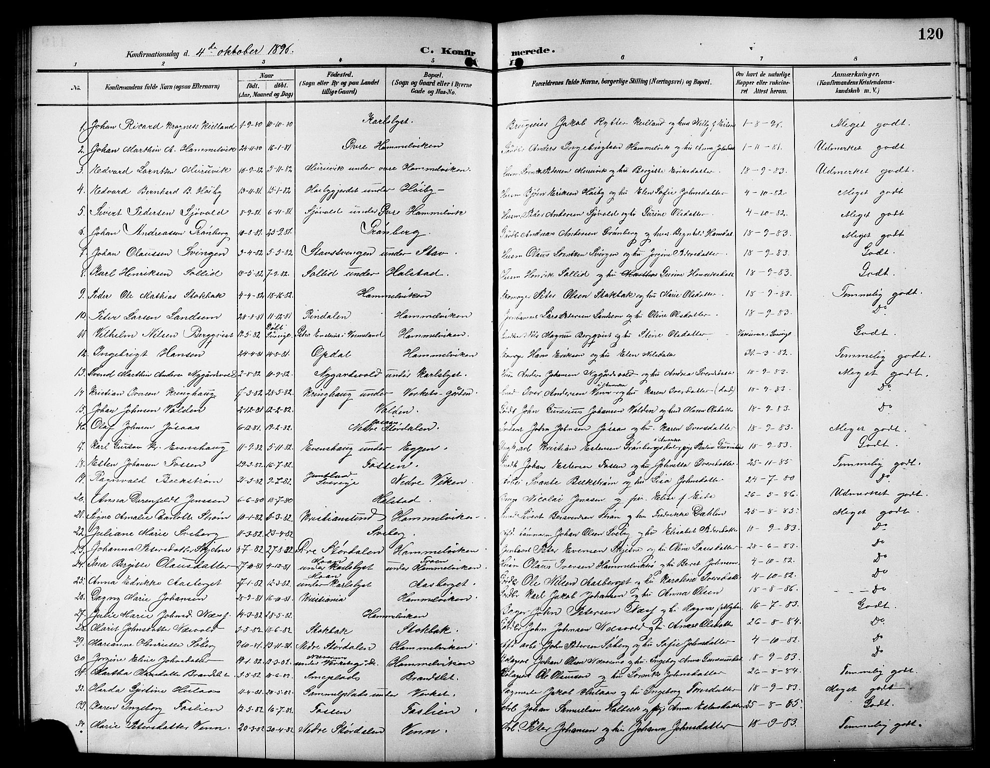 Ministerialprotokoller, klokkerbøker og fødselsregistre - Sør-Trøndelag, SAT/A-1456/617/L0431: Parish register (copy) no. 617C01, 1889-1910, p. 120
