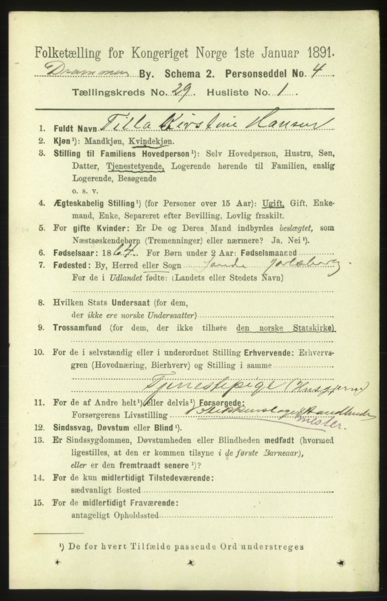 RA, 1891 census for 0602 Drammen, 1891, p. 17398