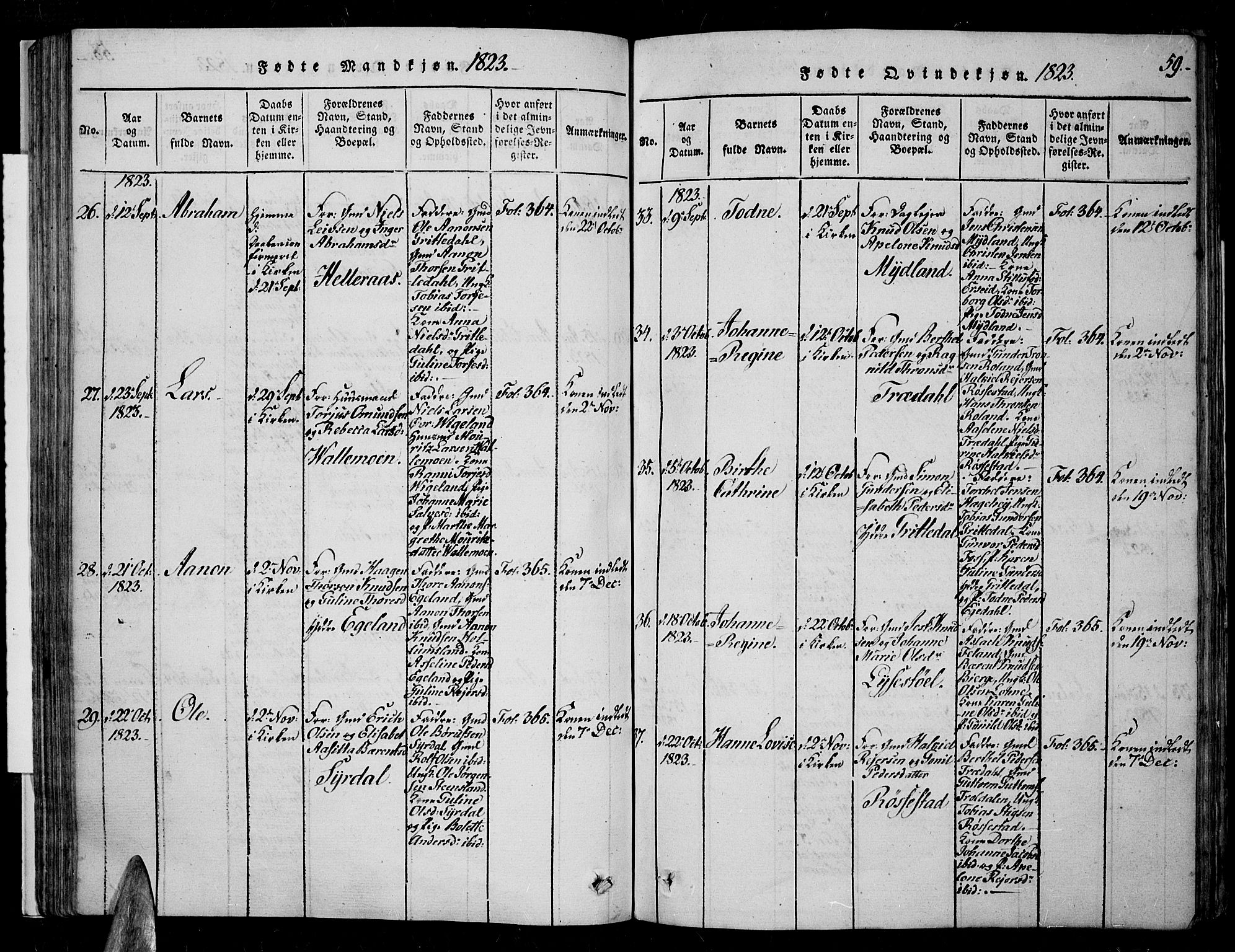 Sør-Audnedal sokneprestkontor, SAK/1111-0039/F/Fa/Fab/L0005: Parish register (official) no. A 5, 1816-1830, p. 59