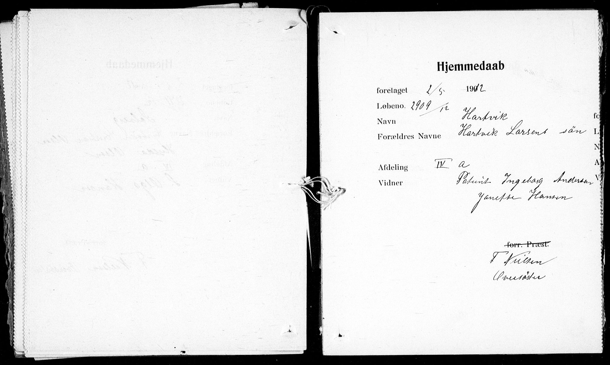 Ullevål sykehus prestekontor Kirkebøker, AV/SAO-A-10542a/K/Ka/L0002: Baptism register no. 2, 1907-1924