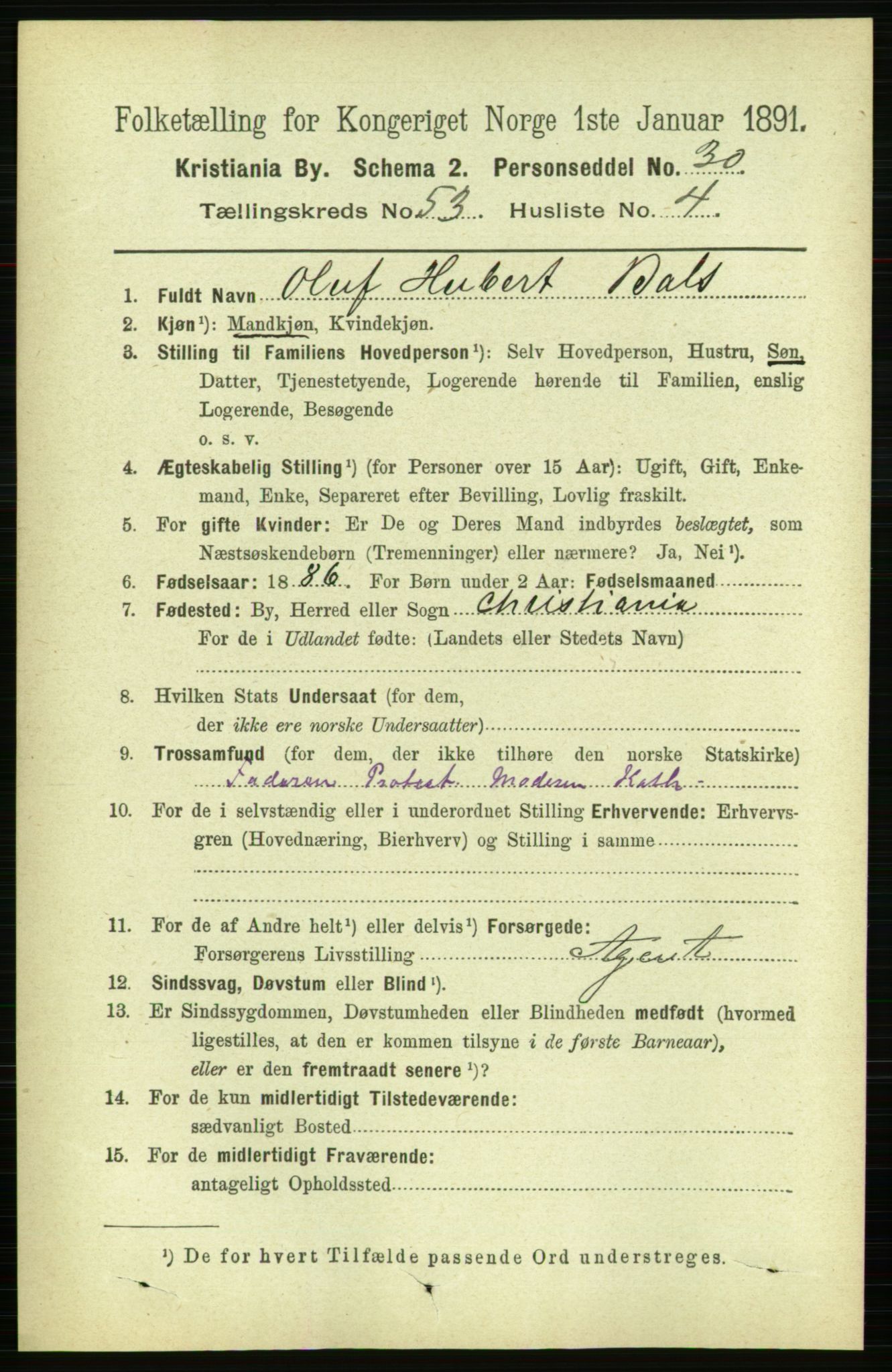 RA, 1891 census for 0301 Kristiania, 1891, p. 29913