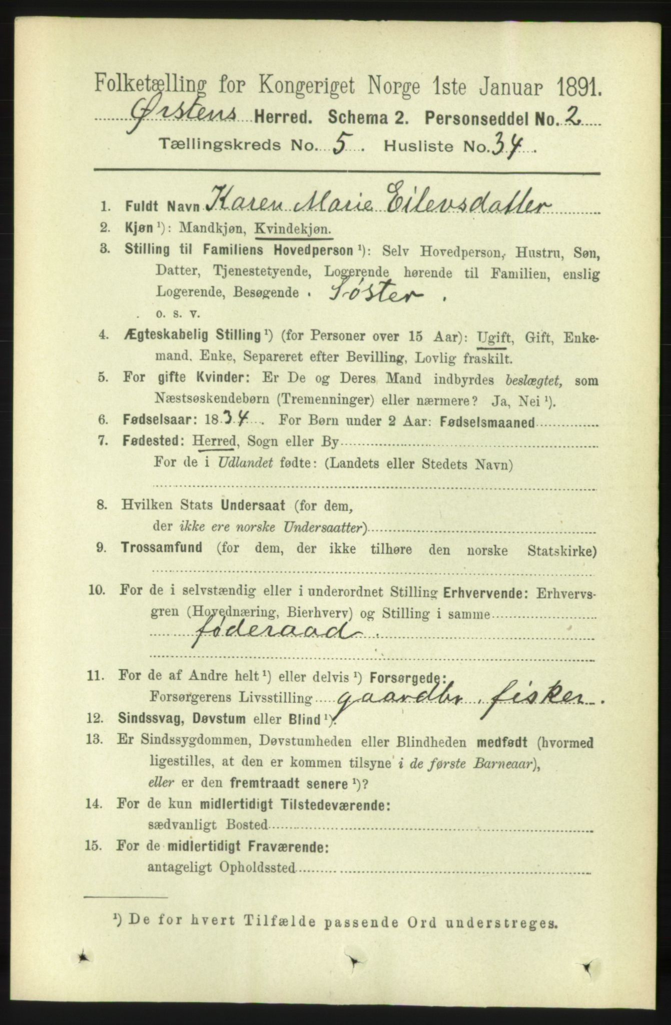 RA, 1891 census for 1520 Ørsta, 1891, p. 2478