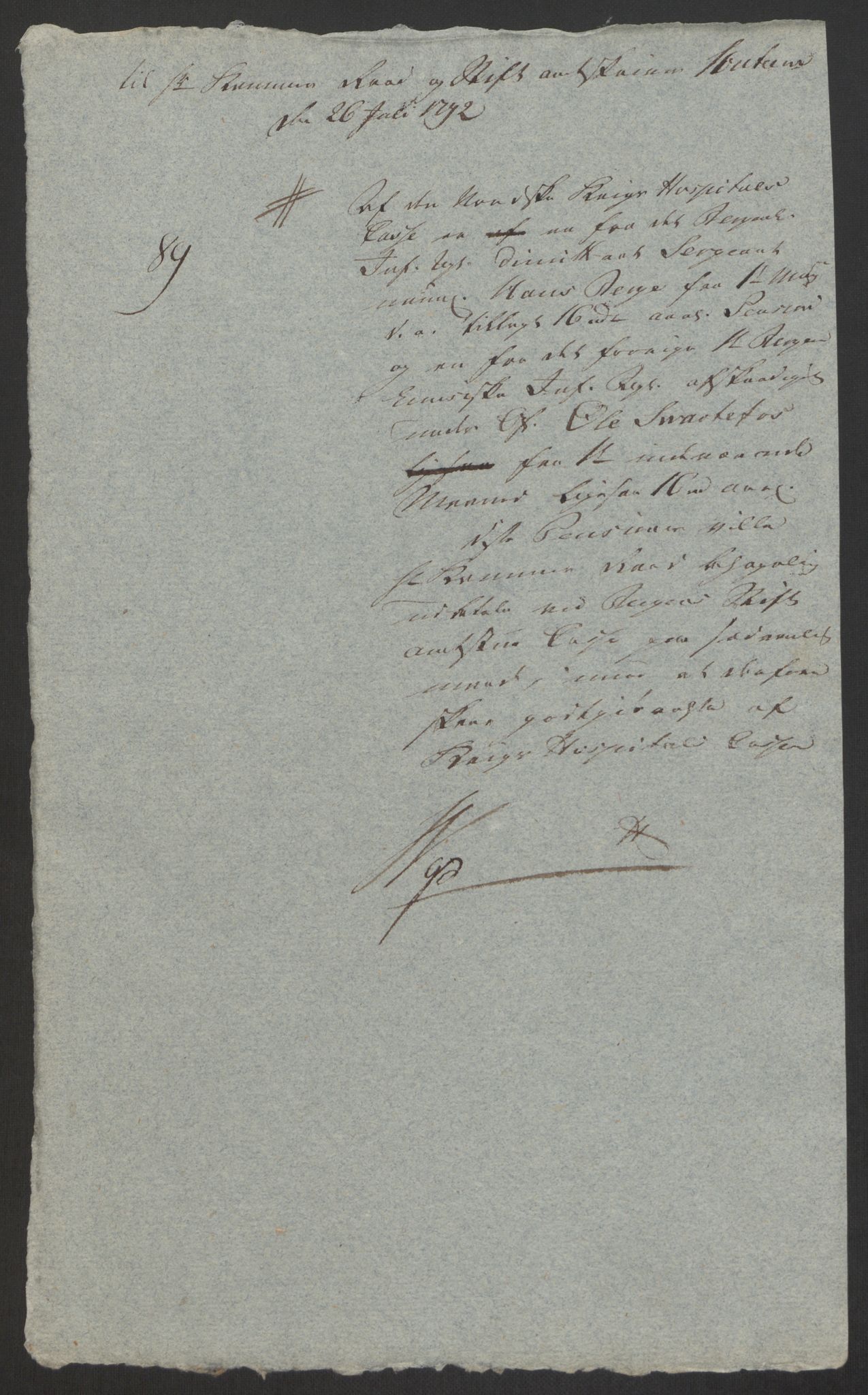 Forsvaret, Den norske kvesthuskasse/krigshospitalkasse, AV/RA-RAFA-1887/F/Fa/L0008: Konsepter, 1790-1793, p. 895