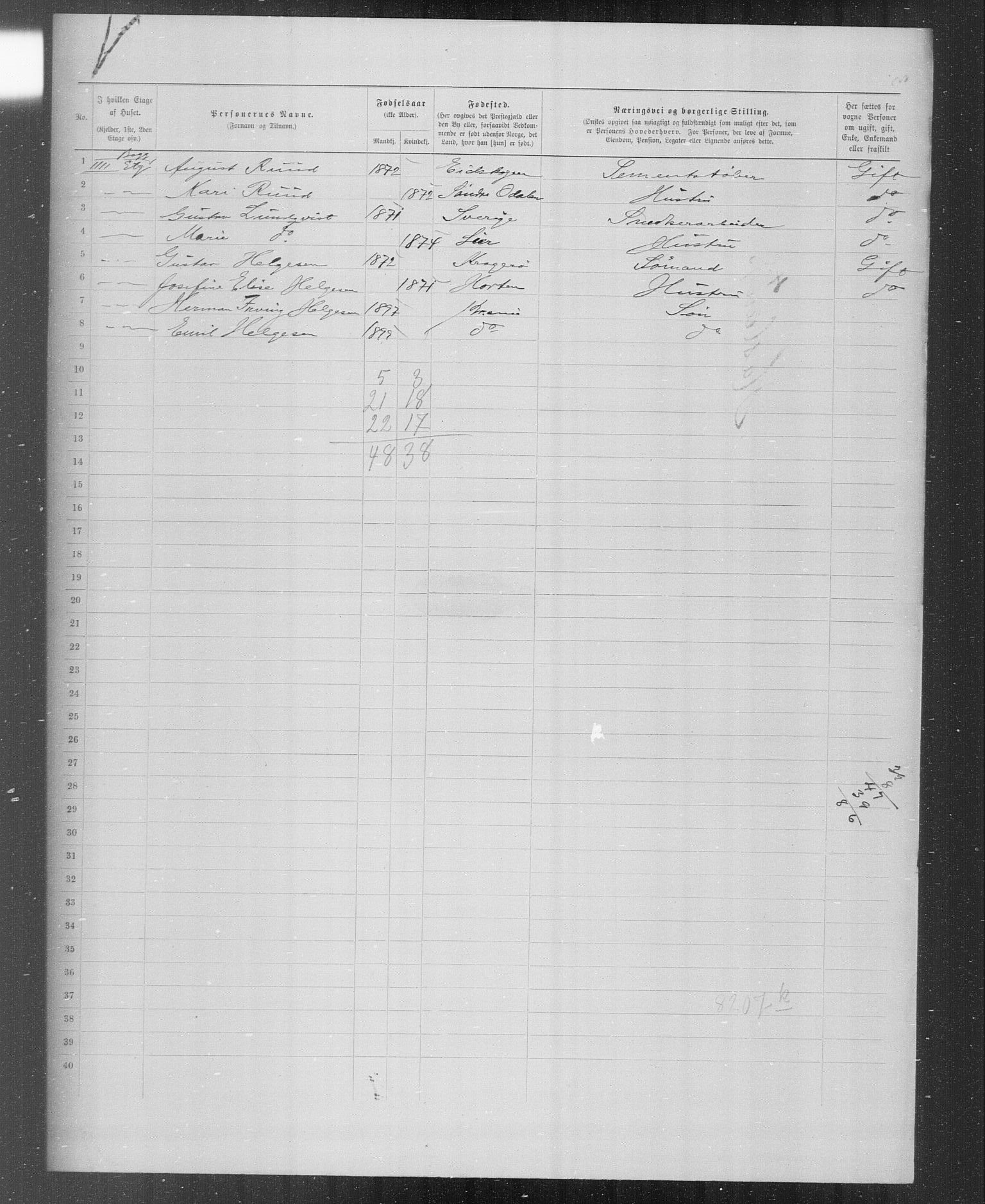 OBA, Municipal Census 1899 for Kristiania, 1899, p. 4722