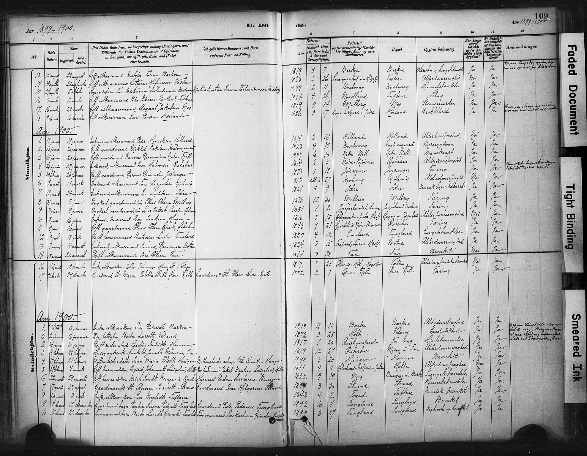 Strand sokneprestkontor, SAST/A-101828/H/Ha/Haa/L0010: Parish register (official) no. A 10, 1882-1929, p. 109