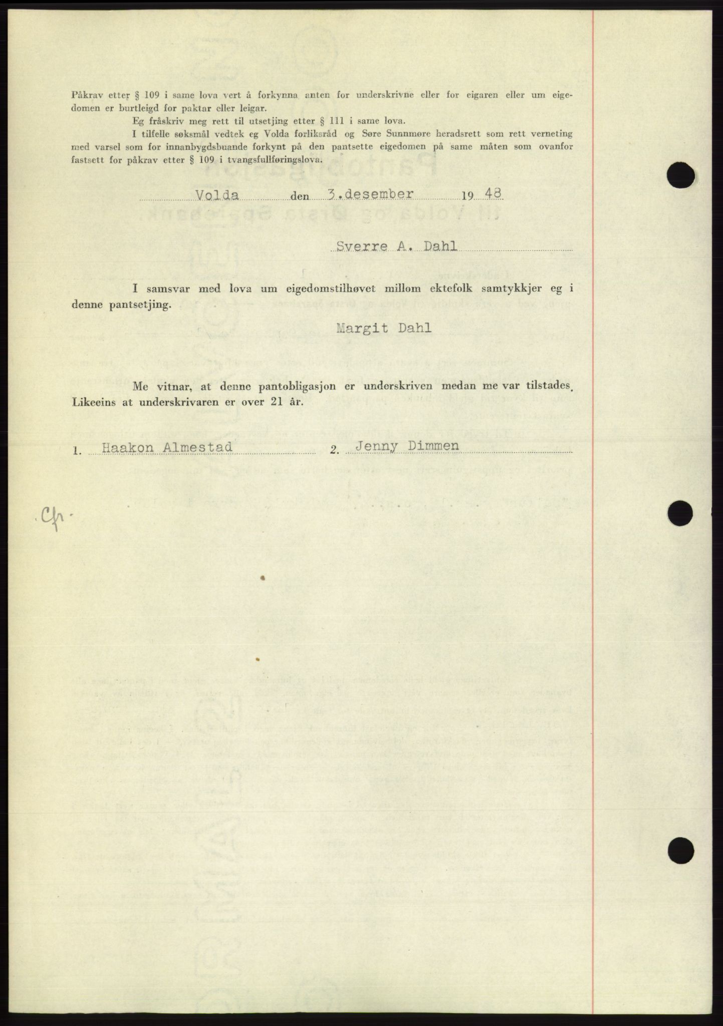 Søre Sunnmøre sorenskriveri, AV/SAT-A-4122/1/2/2C/L0116: Mortgage book no. 4B, 1948-1949, Diary no: : 1772/1948